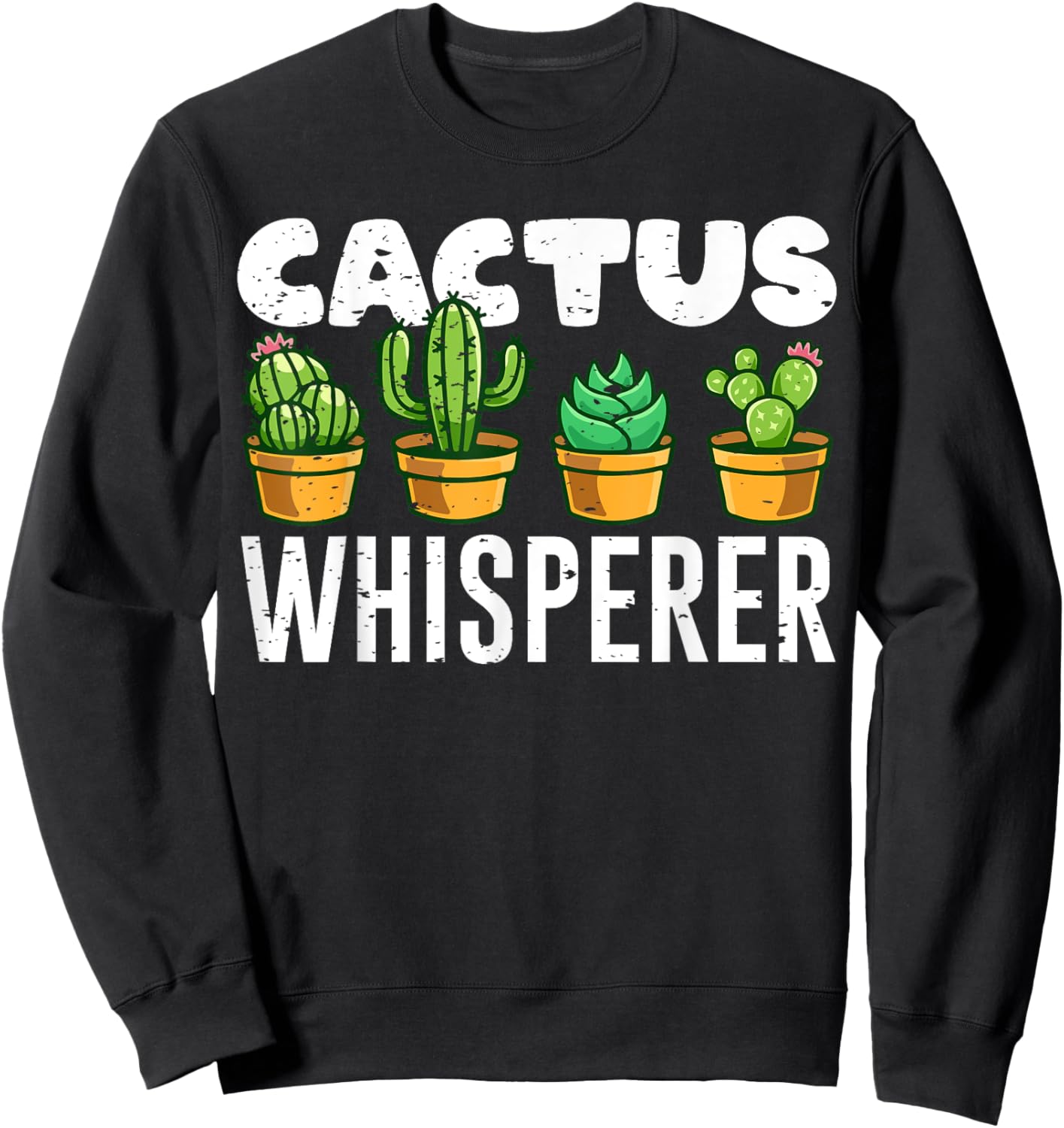 Cute Cactus Whisperer Funny Botany Succulents Lovers Outfit Sweatshirt - Sweatshirt | Black