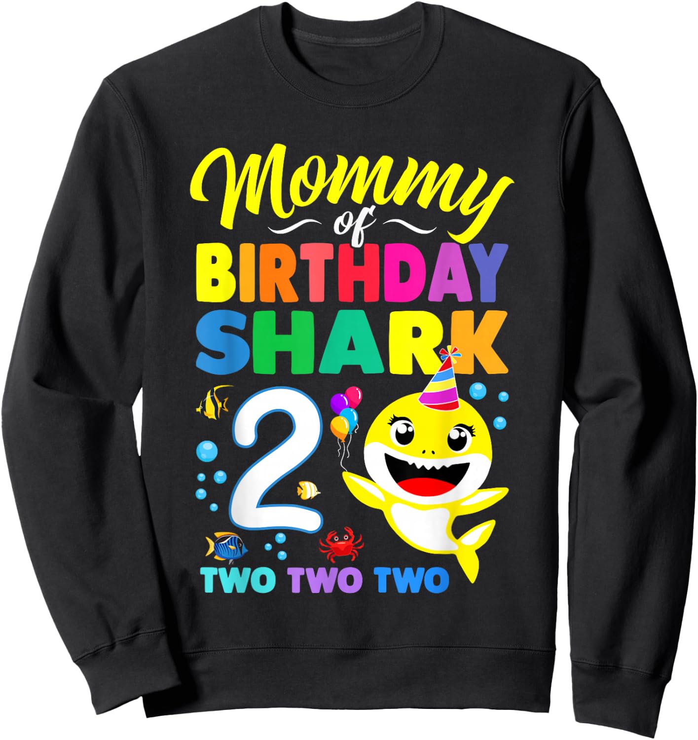 Mommy of Birthday Shark 2nd Matching Oufit Party for Family Sweatshirt - Sweatshirt | Black