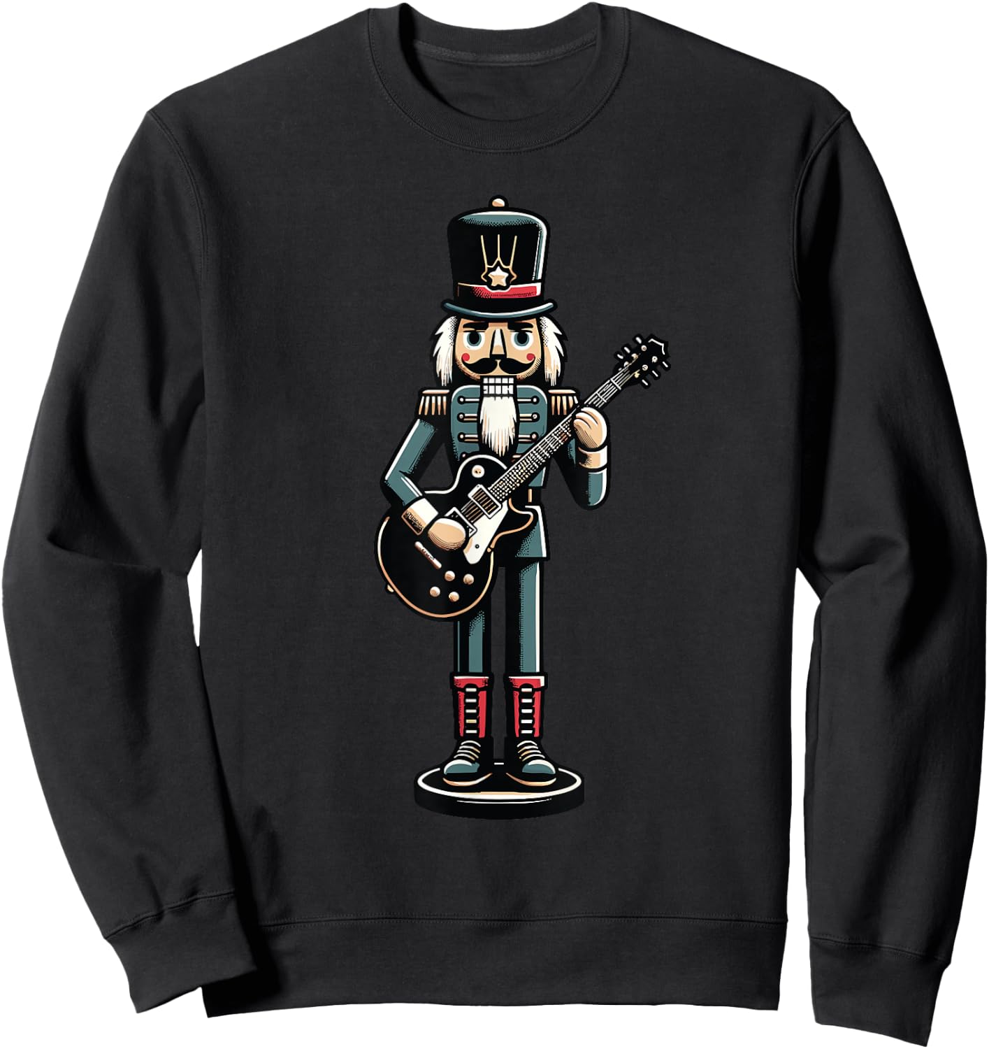 Guitar Player Nutcracker Crushing It Christmas Sweatshirt - Sweatshirt | Black