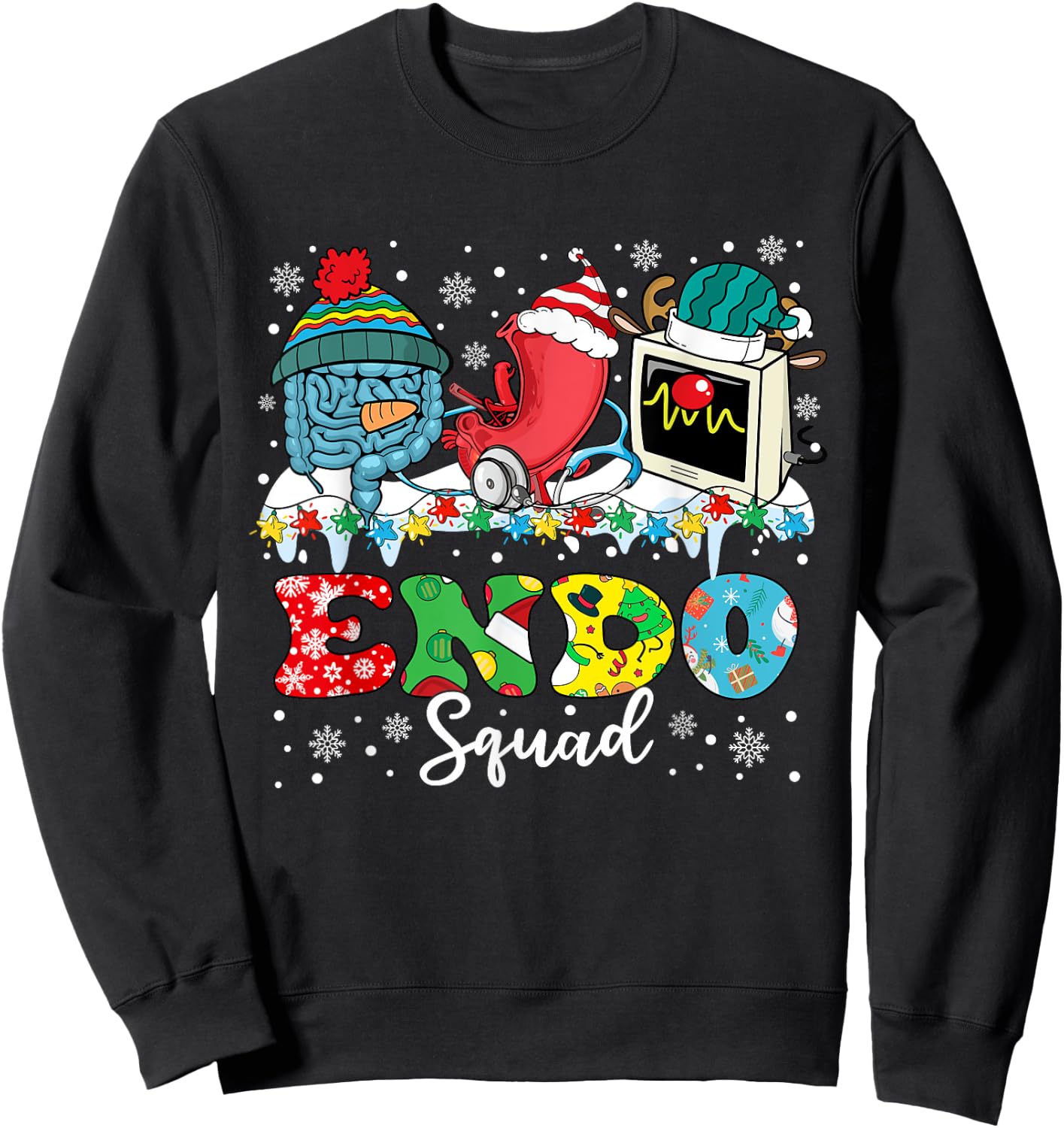 Endoscopy Squad Stomach Santa Hat Endoscopy Tech Christmas Sweatshirt - Sweatshirt | Black
