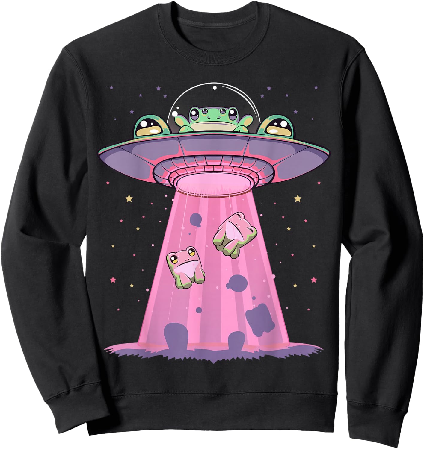 Kawaii Frogs UFO Aliens Frog Sweatshirt - Sweatshirt | Black
