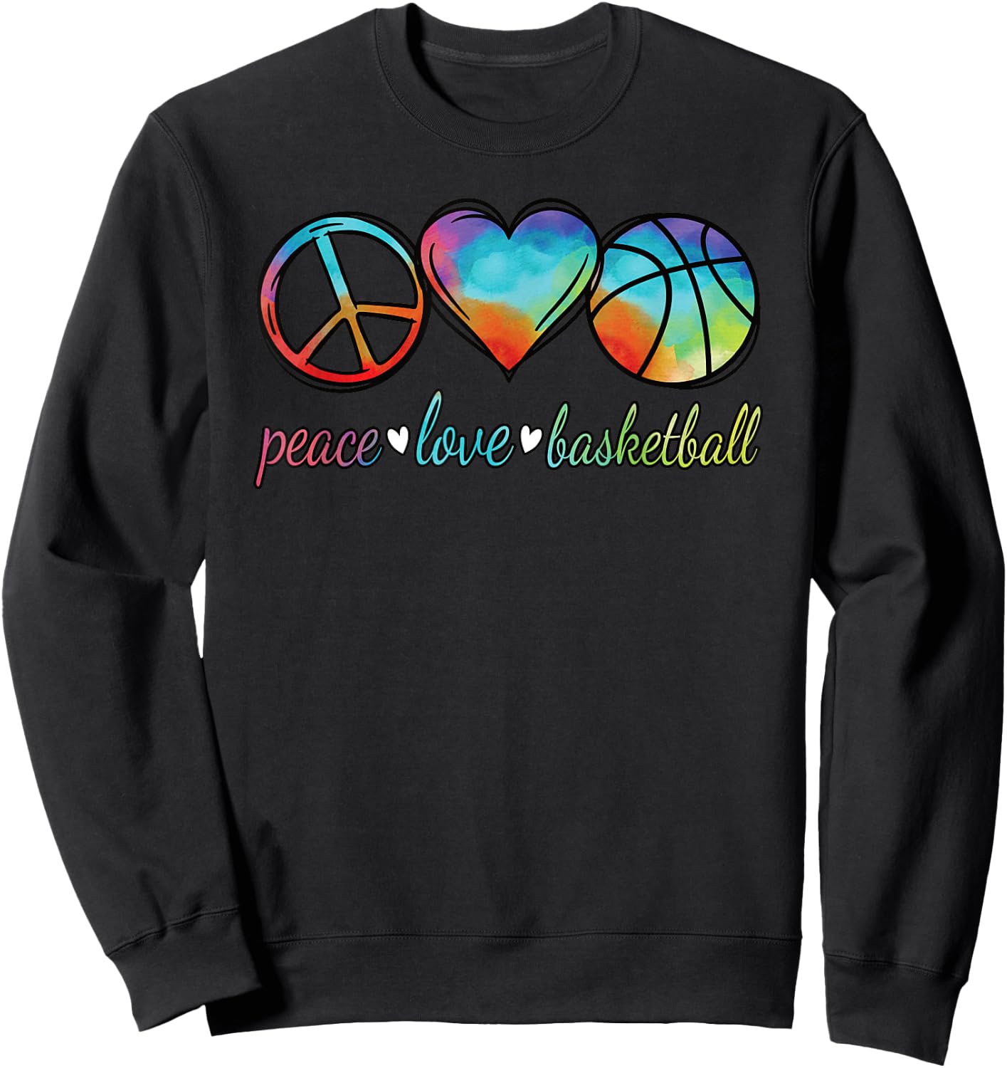 Peace Love Basketball Cute Women Girls Basketball Lover Sweatshirt - Sweatshirt | Black