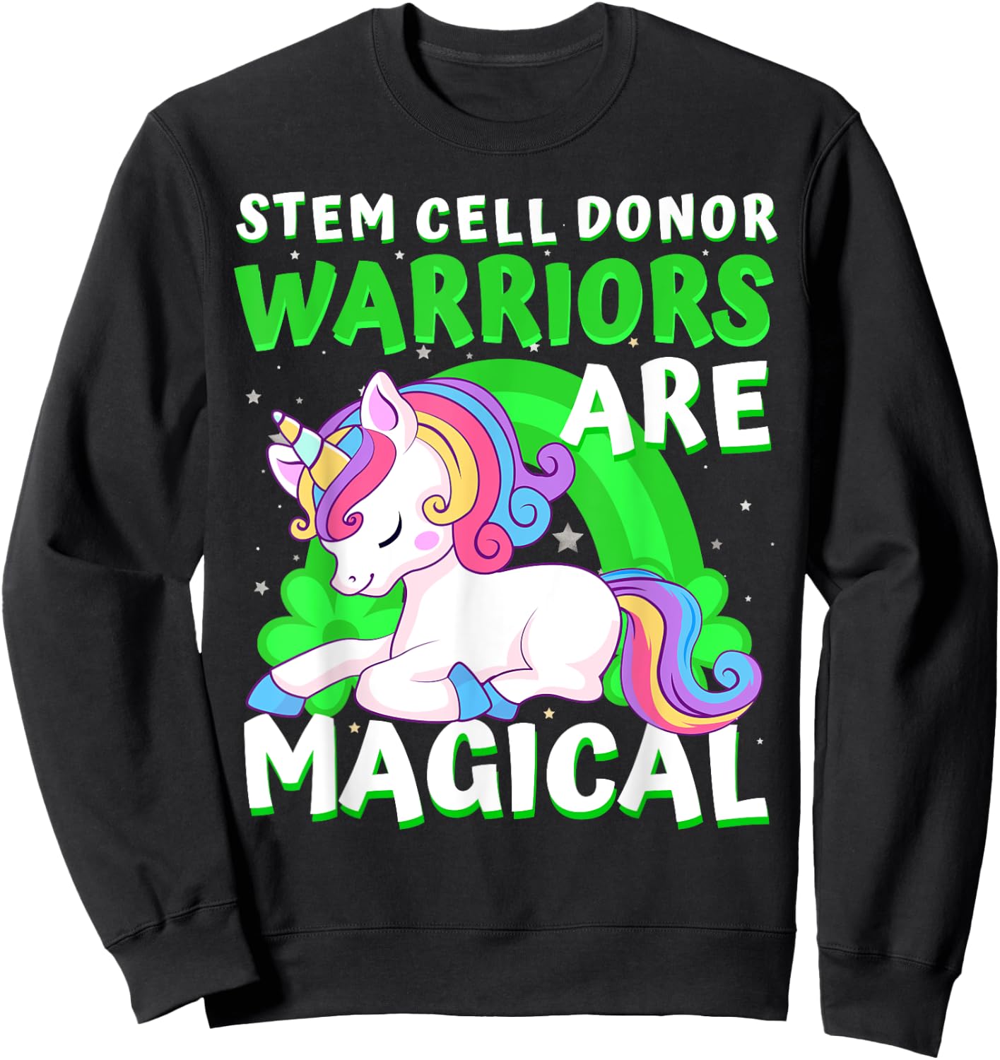 Warriors Magical Stem Cell Donor Awareness Ribbon Unicorn Sweatshirt - Sweatshirt | Black