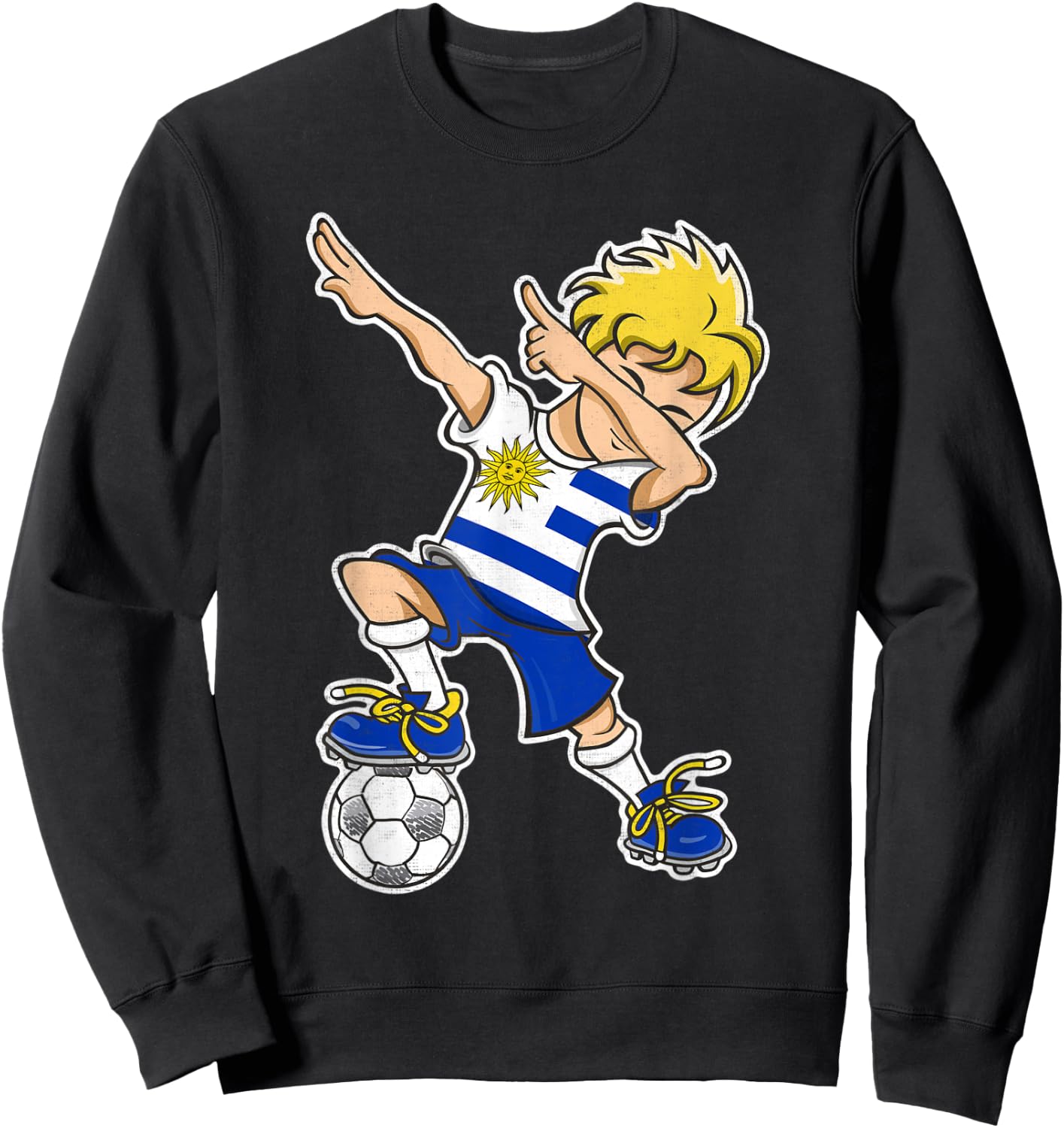 Uruguay Soccer Jersey Dabbing Boy Uruguayan Flag Sweatshirt - Sweatshirt | Black