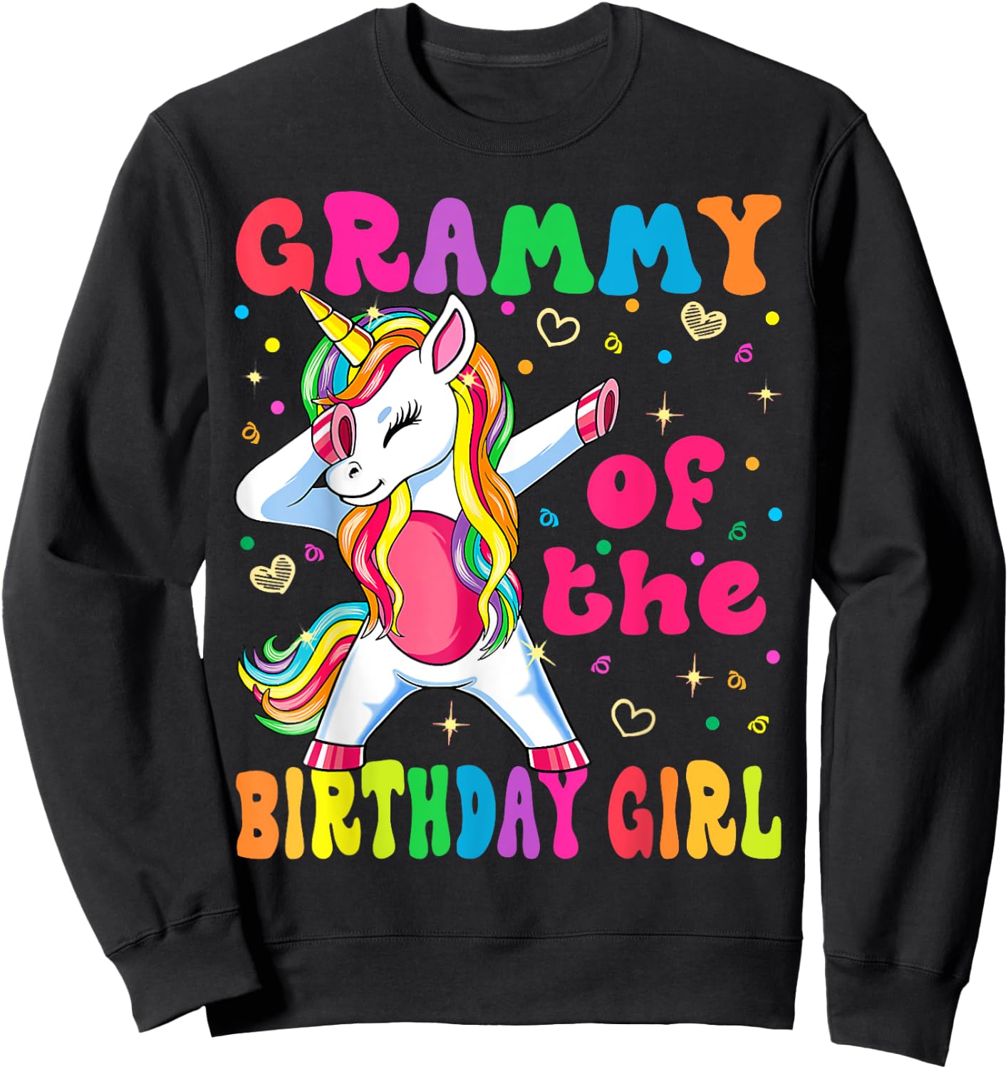 Grammy of the Birthday Princess Girl Dabbing Unicorn Sweatshirt - Sweatshirt | Black