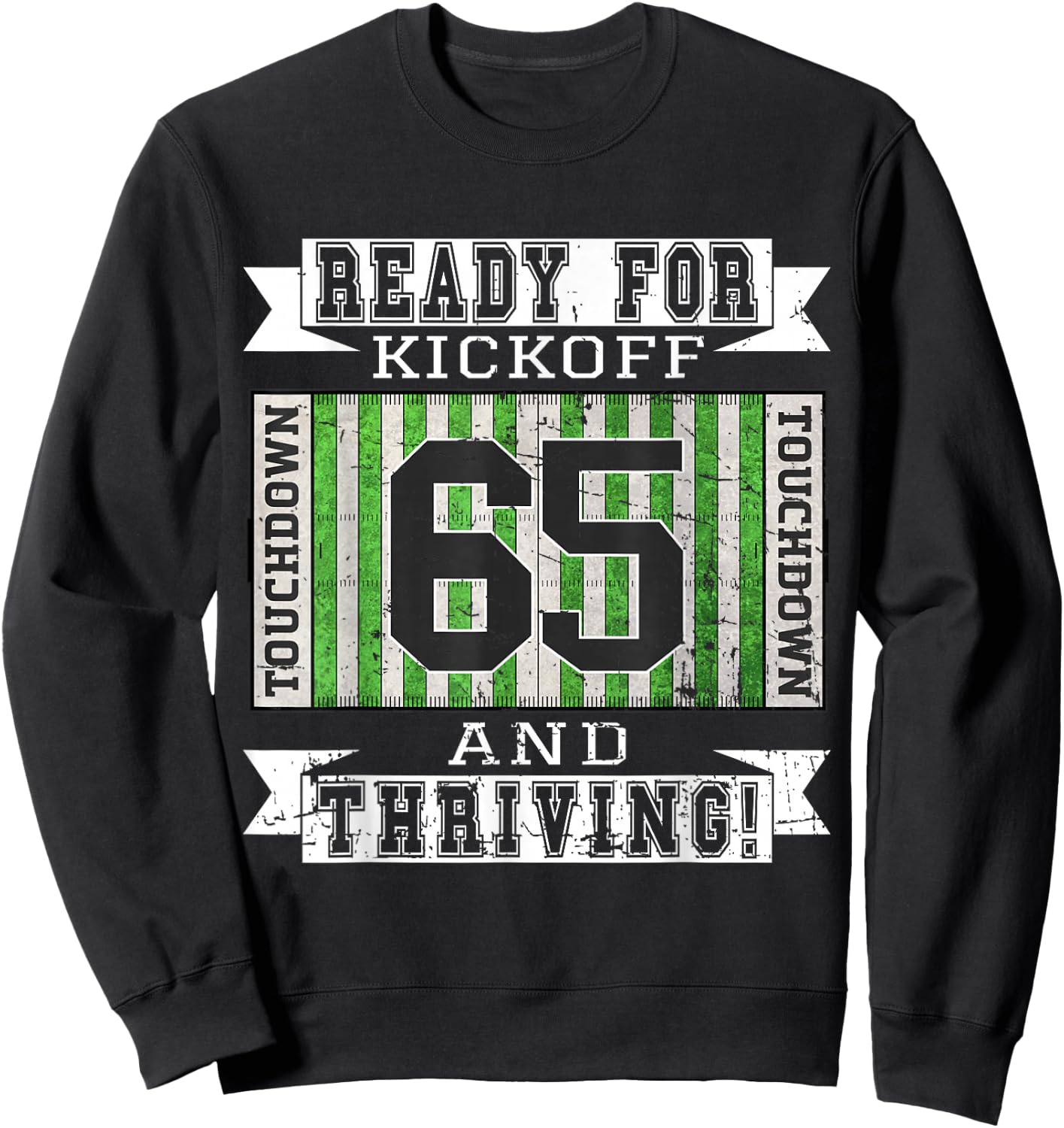 65th Football Birthday Party - 65 Years Old Football Fan Sweatshirt - Sweatshirt | Black