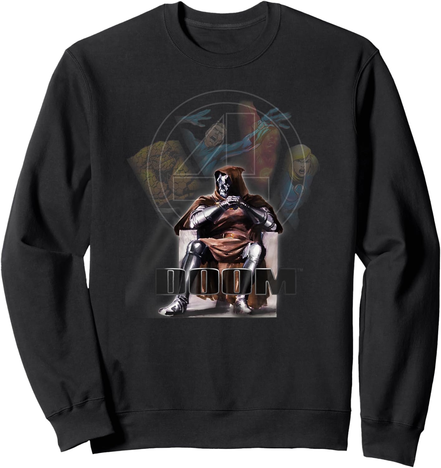 Marvel Fantastic Four Dr. Doom Epic Enemies Retro Logo Sweatshirt - Sweatshirt | Black
