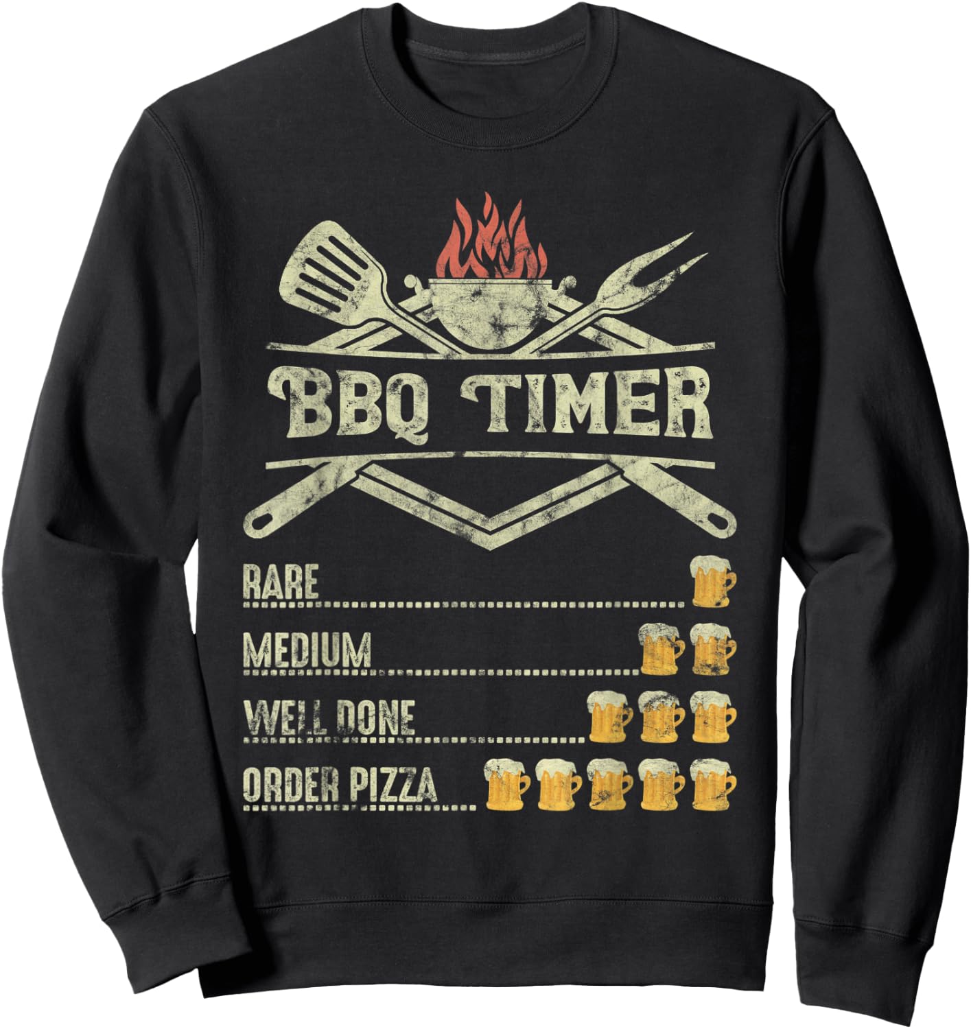 BBQ Time Beer Funny Order Pizza Sweatshirt - Sweatshirt | Black