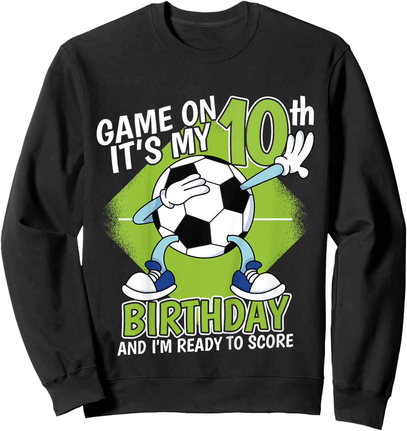 Kids 10 Year Old Soccer Player Boy 10th Birthday Soccer Theme Sweatshirt - Sweatshirt | Black