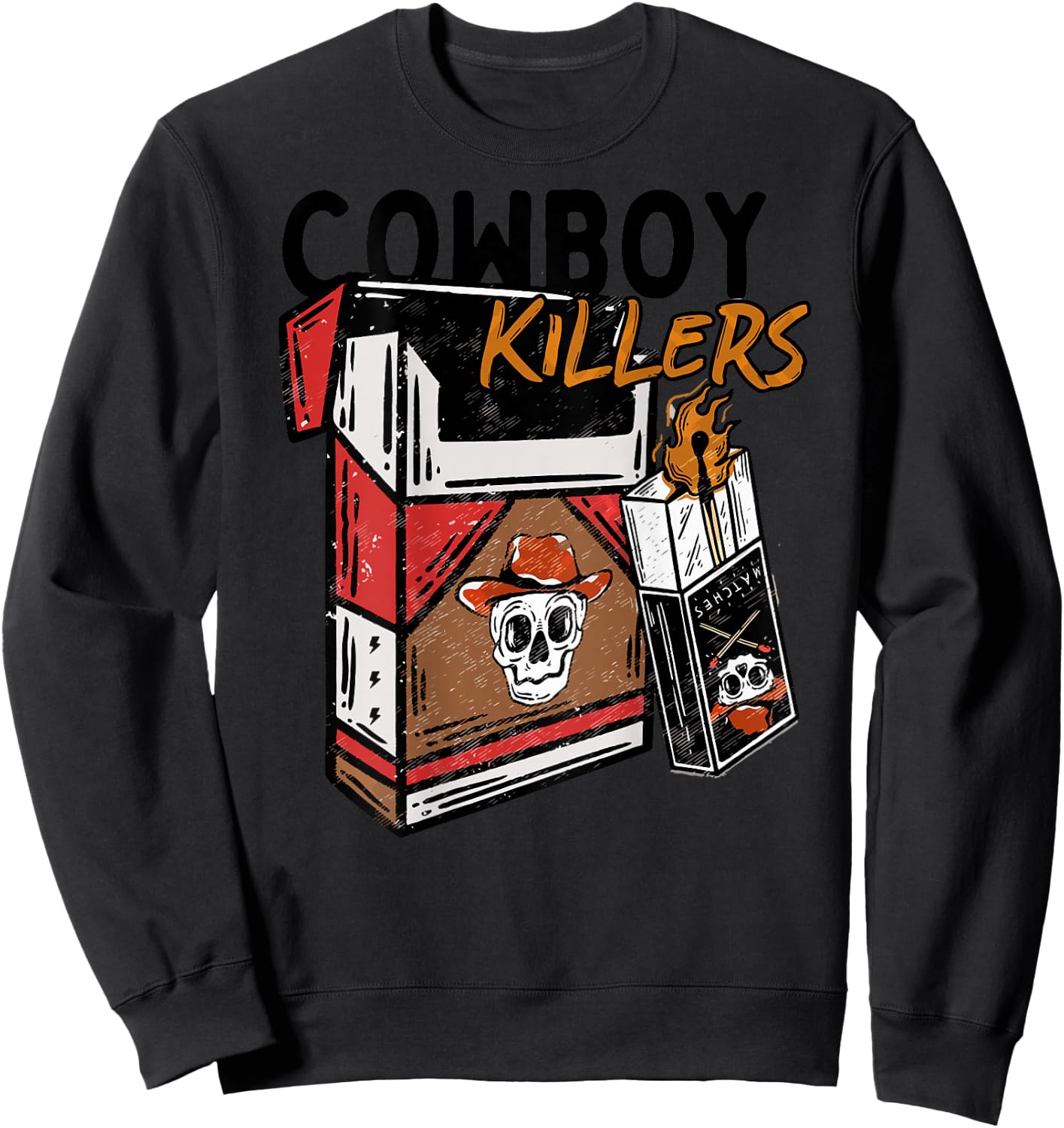 Vintage Retro Cowboy Killers Funny Skeleton Men Women Sweatshirt - Sweatshirt | Black