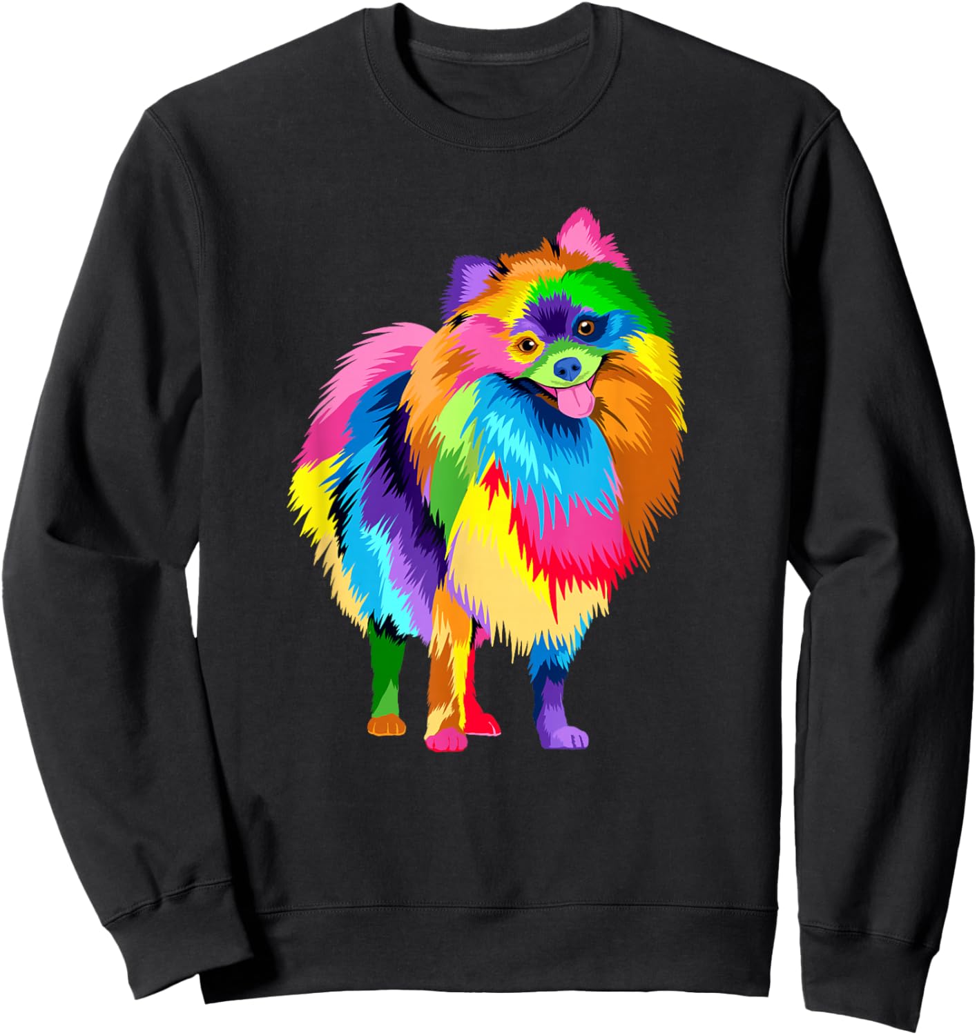 Colorful Pomeranian Artwork - Dog Lover Animal Breeder Sweatshirt - Sweatshirt | Black