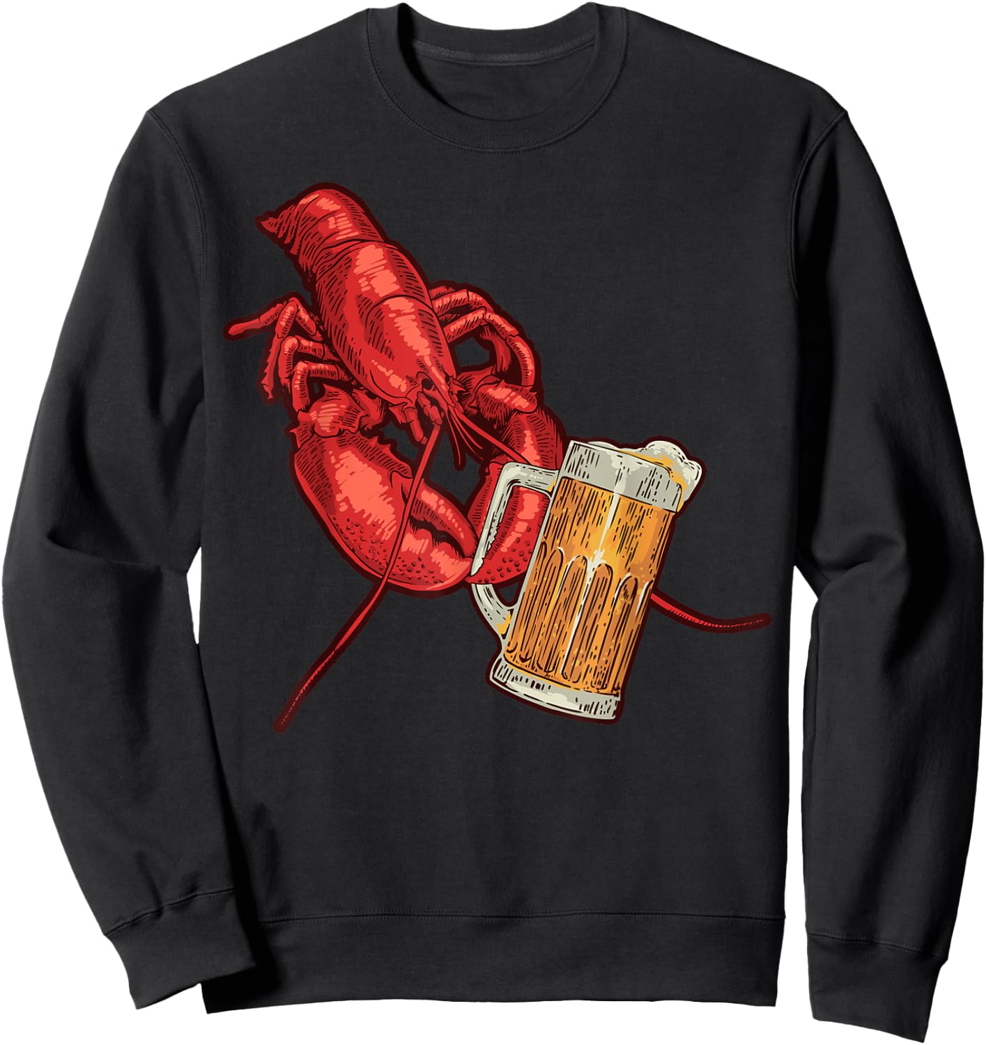 Lobster Crustacean Beer Drinking Funny Lobster Sweatshirt - Sweatshirt | Black
