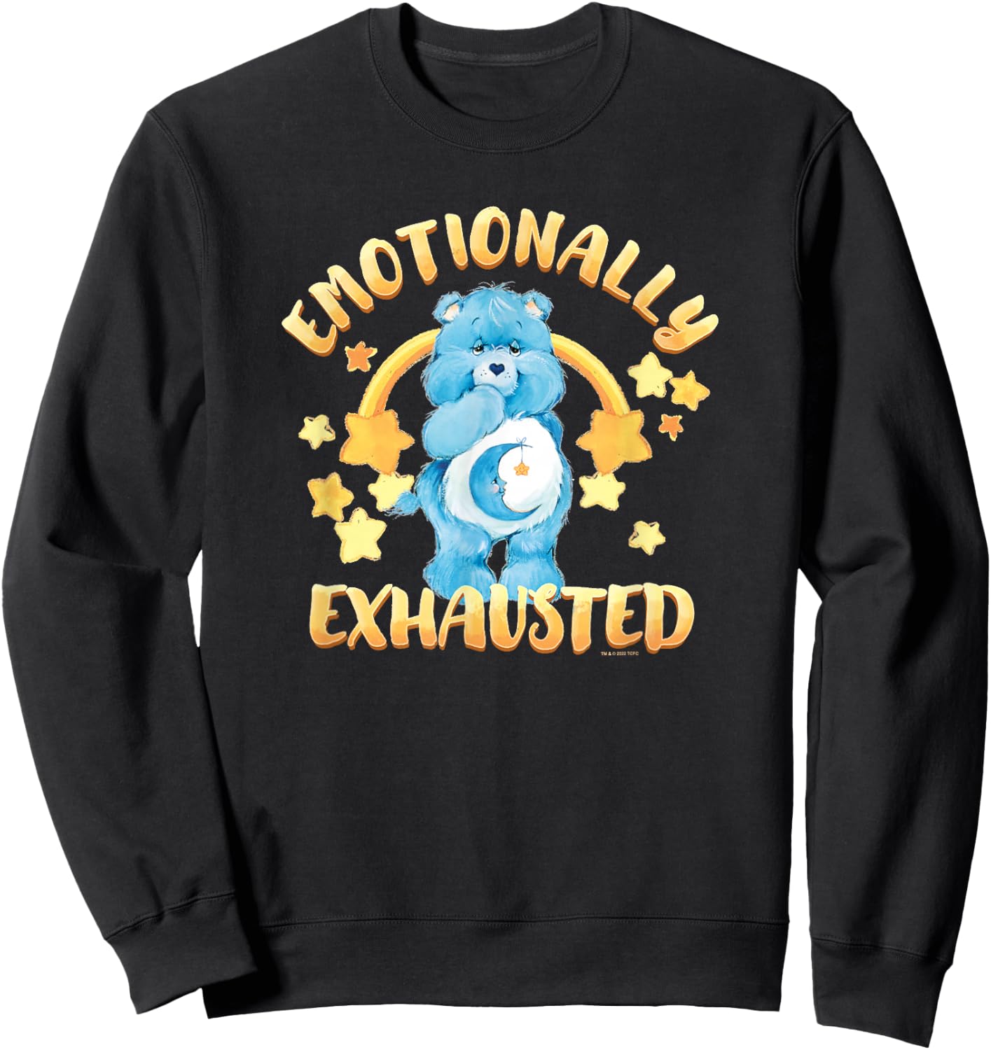 Care Bears Emotionally Exhausted Bedtime Bear Stars Logo Sweatshirt - Sweatshirt | Black