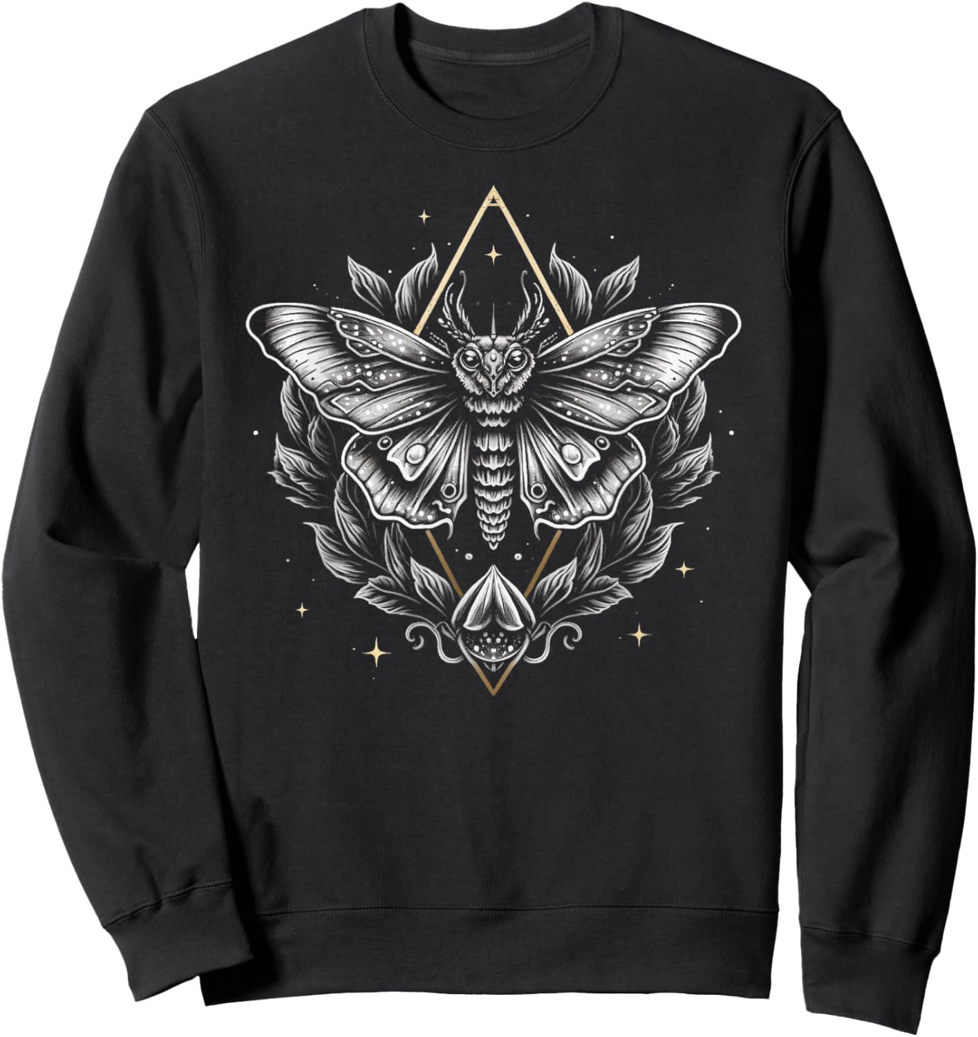Last Gasp Graphics Moth Lepidoptera Heterocera Folkloric Wiccan Nature Goth Sweatshirt - Sweatshirt | Black