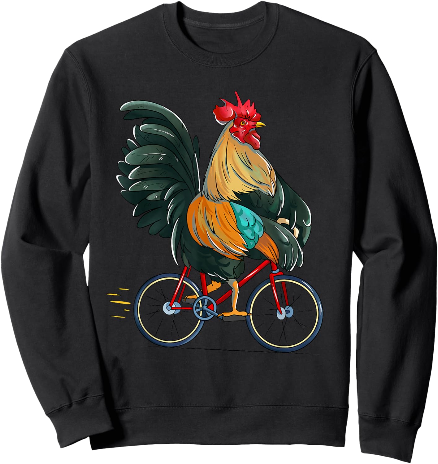 Rooster Riding Bicycle Cute Biker Cyclist Sweatshirt - Sweatshirt | Black