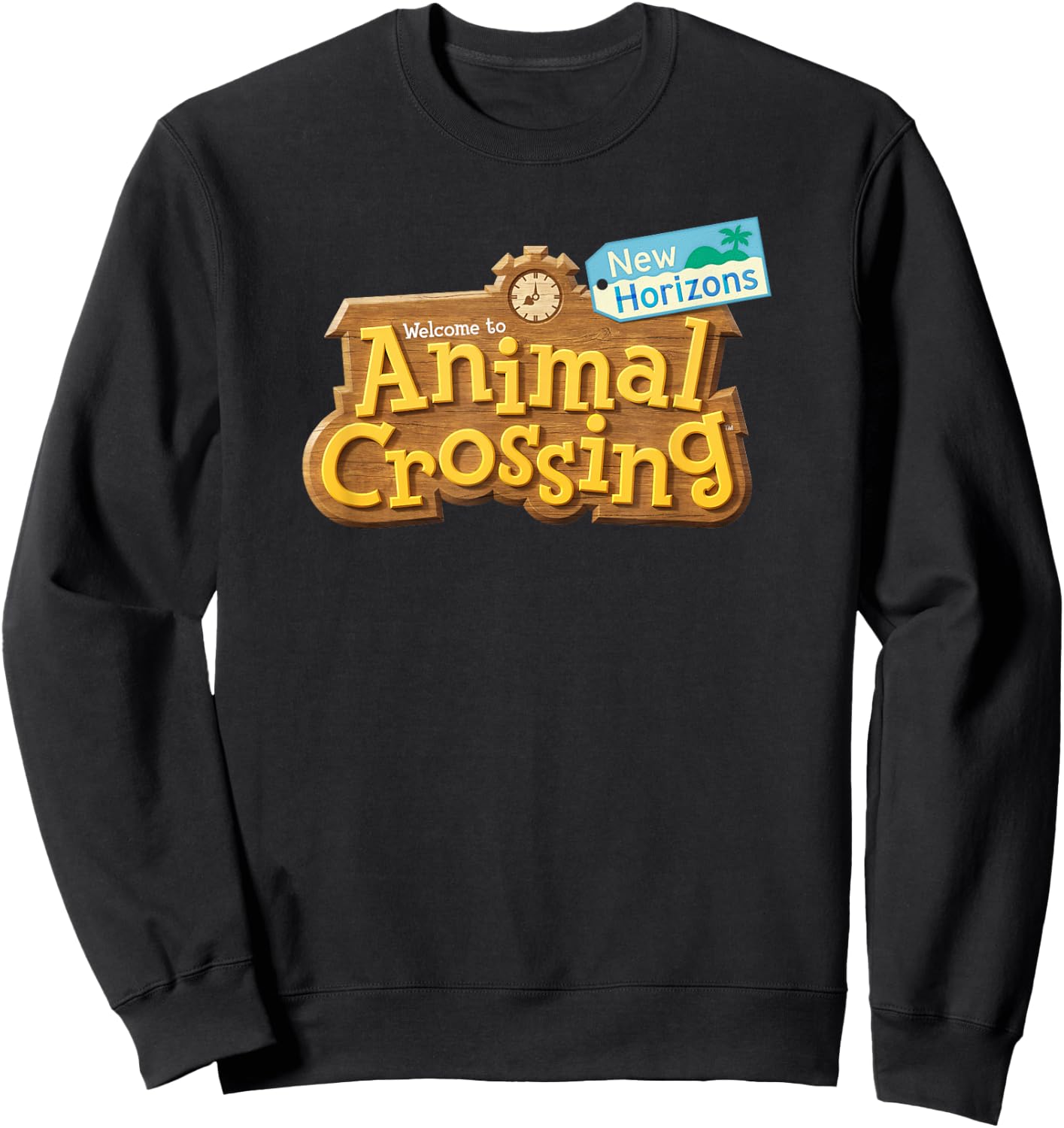 Animal Crossing: New Horizons Welcome Sign Front Logo Sweatshirt - Sweatshirt | Black