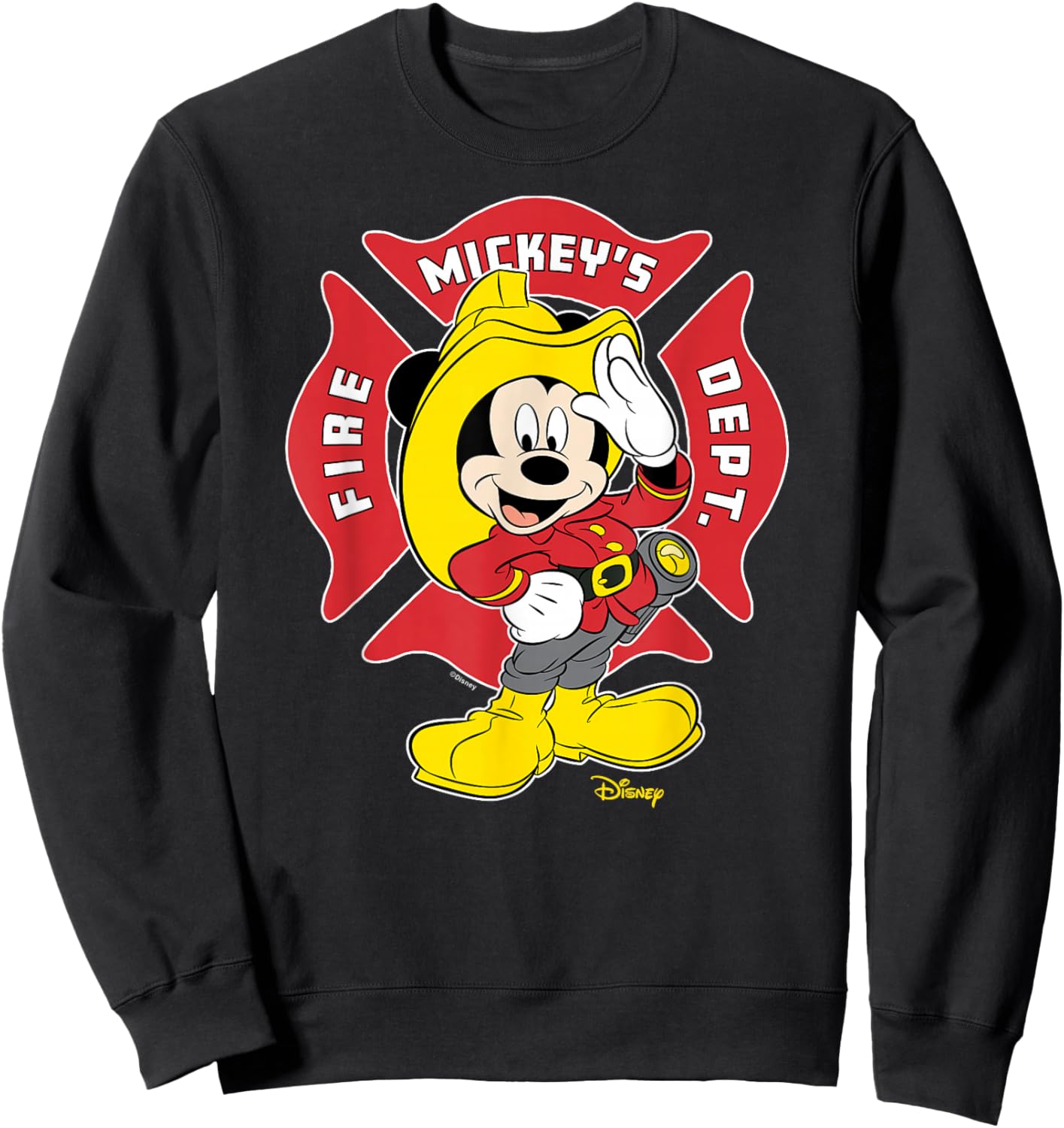 Mickey Mouse - Fire Department Career Badge Sweatshirt - Sweatshirt | Black