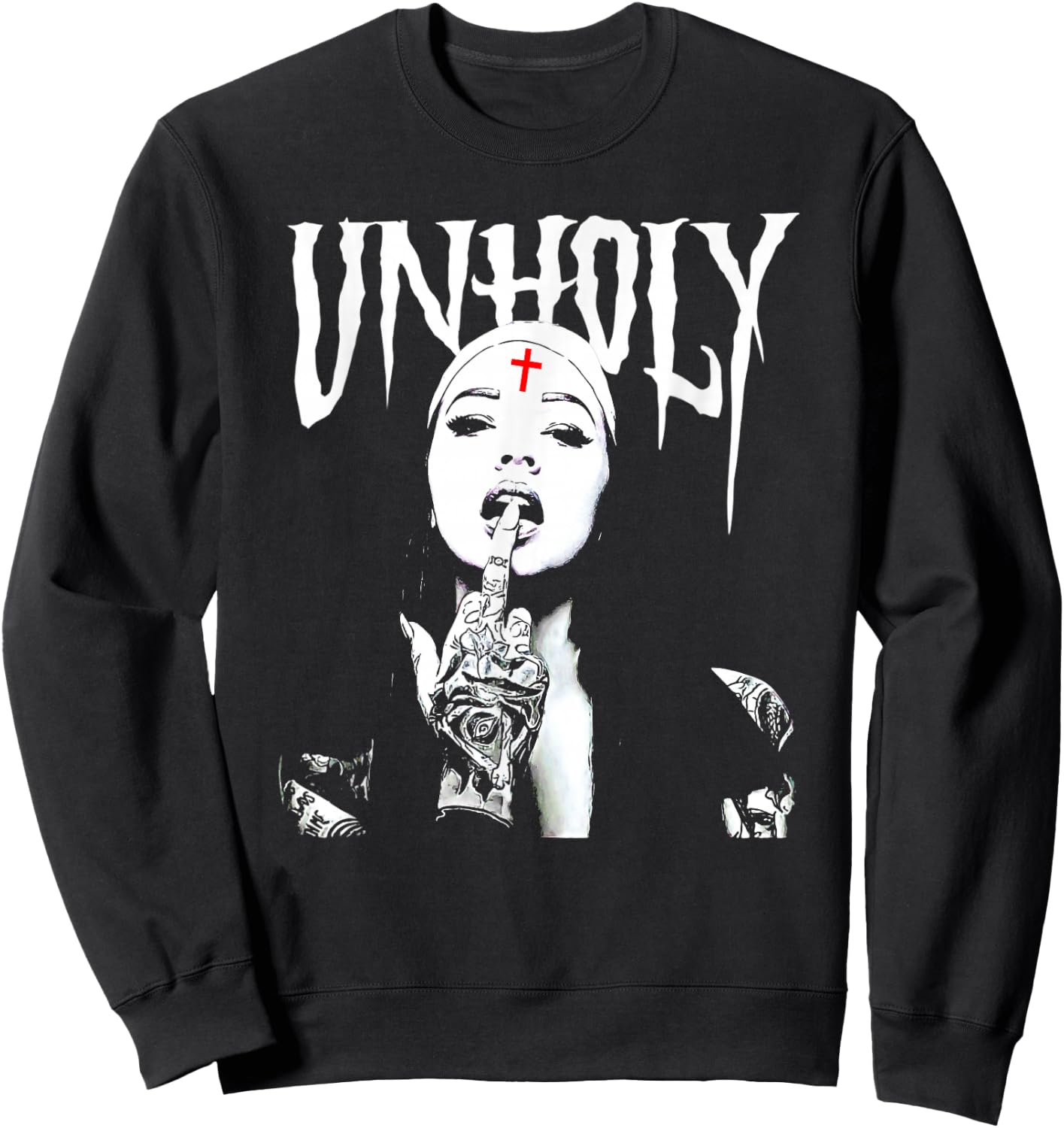 Satanic Nun Tattoos Unholy Sweatshirt - Sweatshirt | Black
