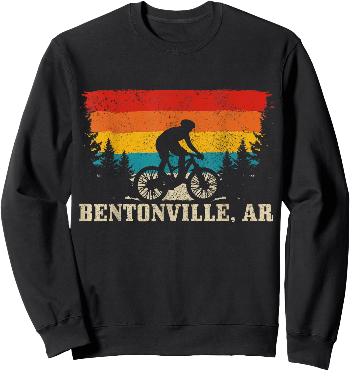 Bentonville Arkansas Vintage Mountain Bike Cycling Sweatshirt - Sweatshirt | Black
