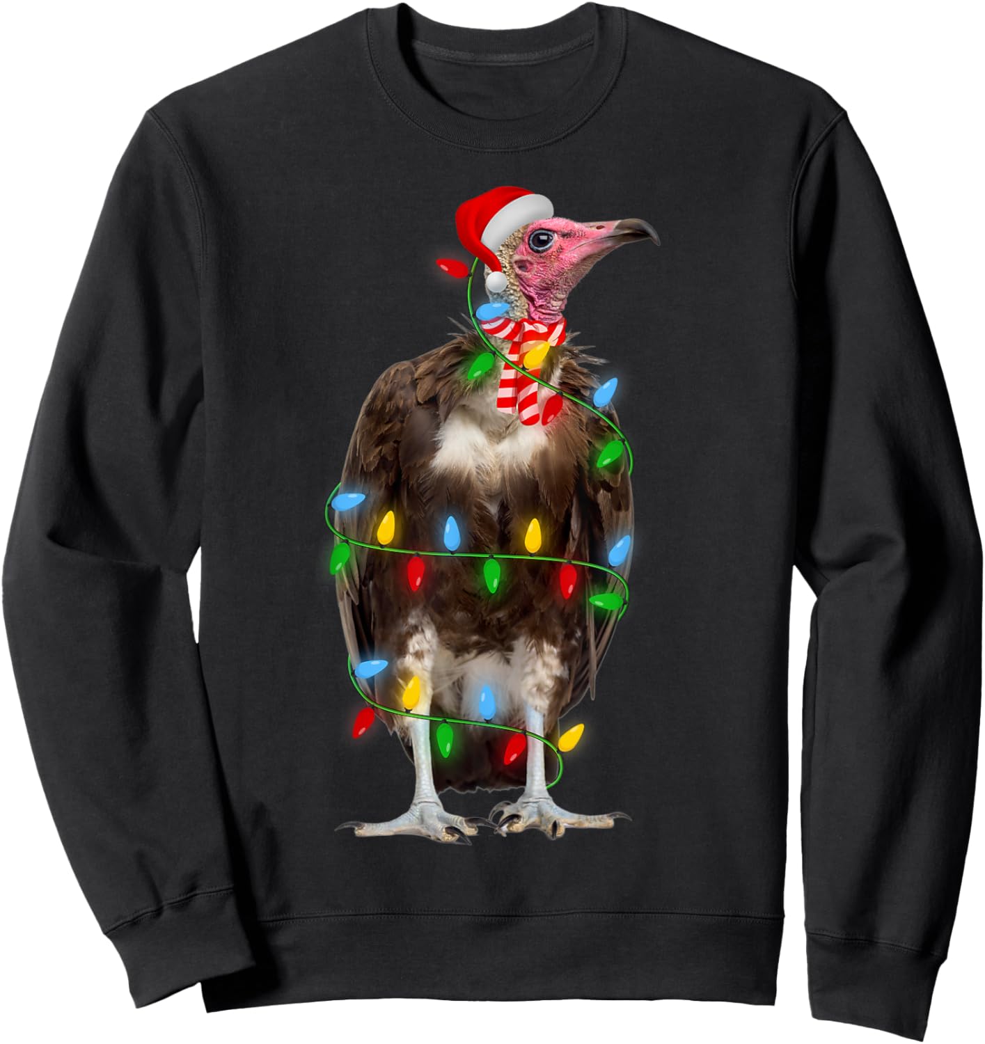 Vulture Bird Xmas Lighting Holiday Santa Vulture Christmas Sweatshirt - Sweatshirt | Black