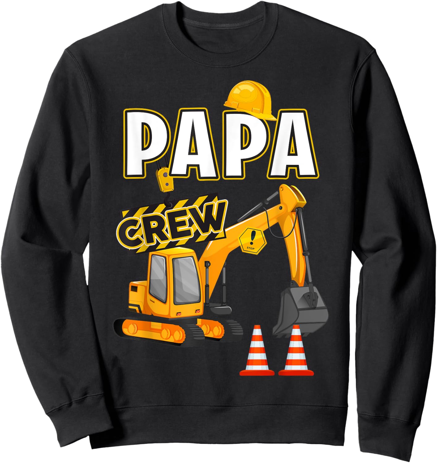 Papa of The Birthday Crew Construction B-Day Matching Family Sweatshirt - Sweatshirt | Black