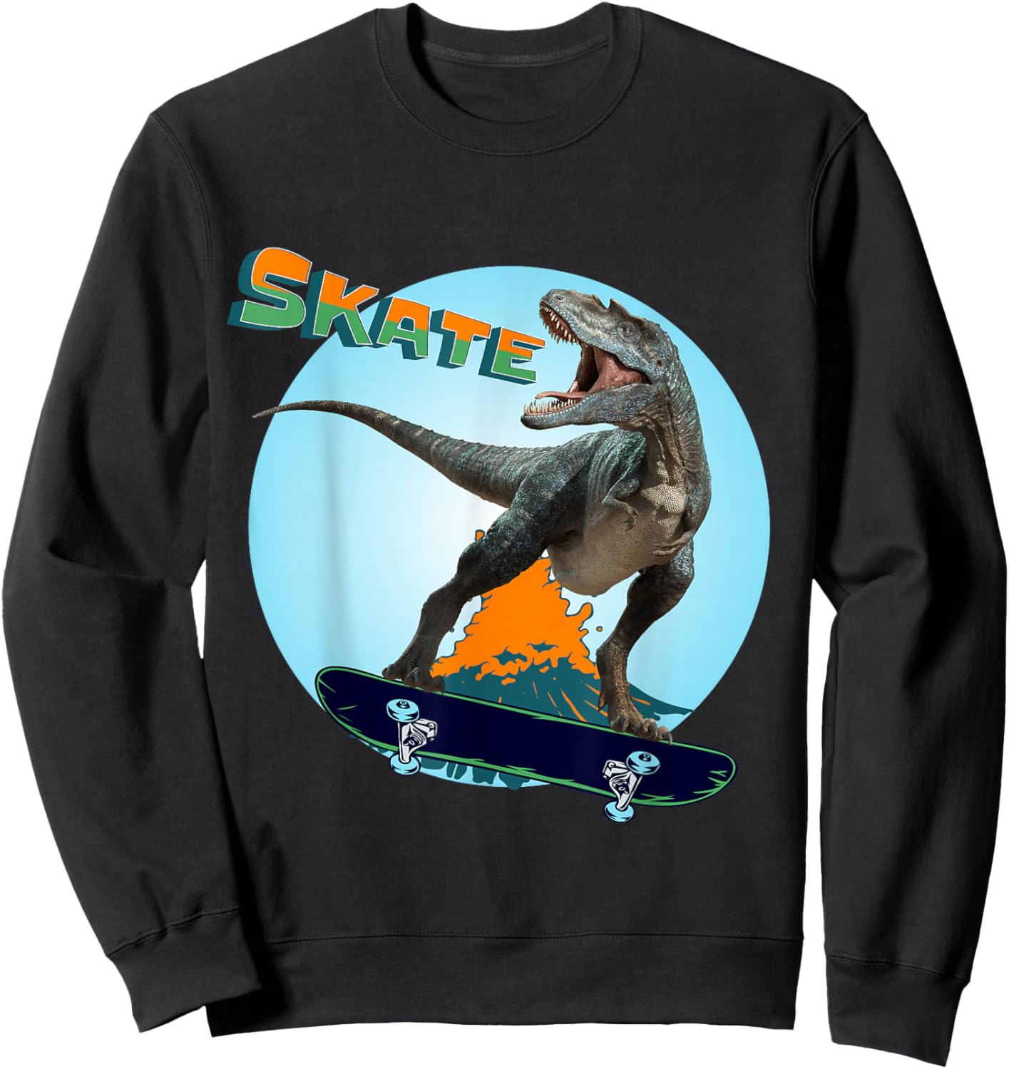 Cool Boys Skateboarding T Rex Dinosaur Skateboard Skate Sweatshirt - Sweatshirt | Black