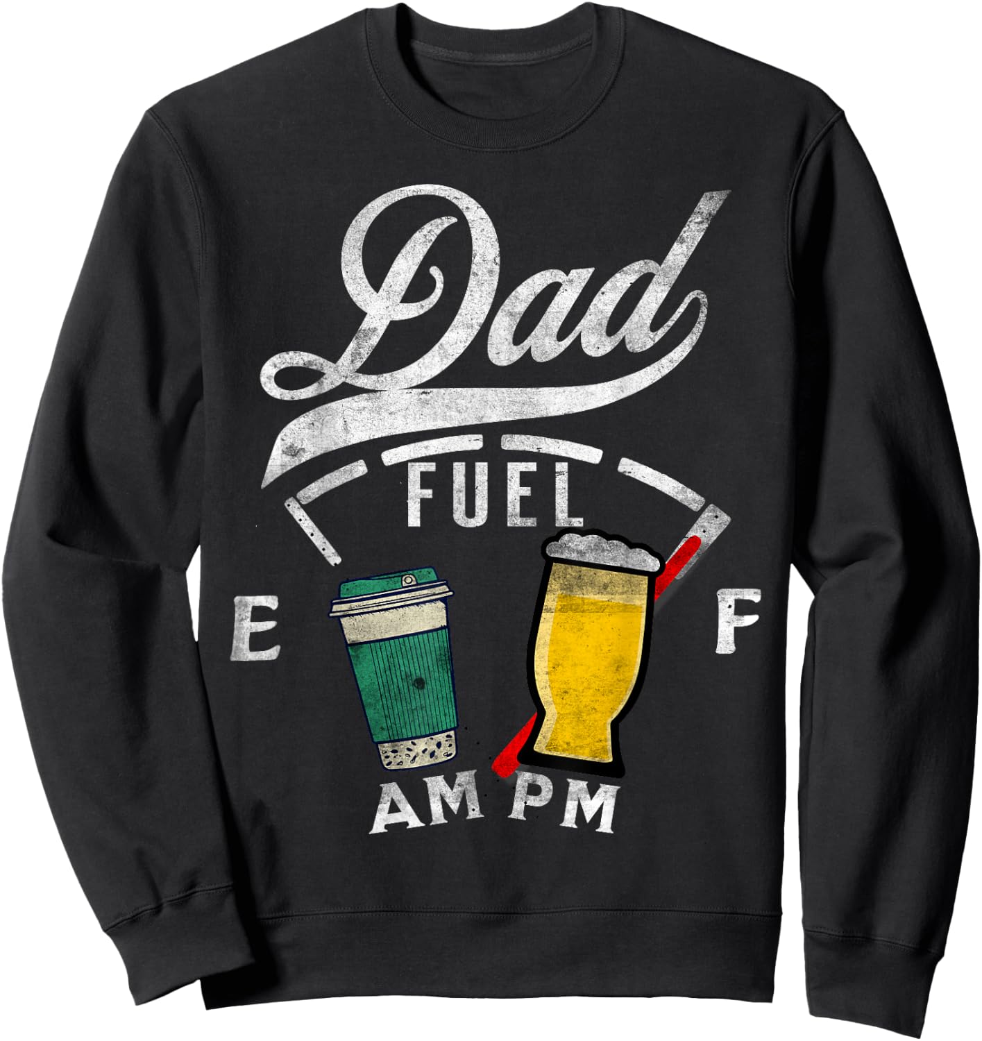 Dad Fuel Fathers Day Coffee Beer Lover Funny Drinking Shirt Sweatshirt - Sweatshirt | Black