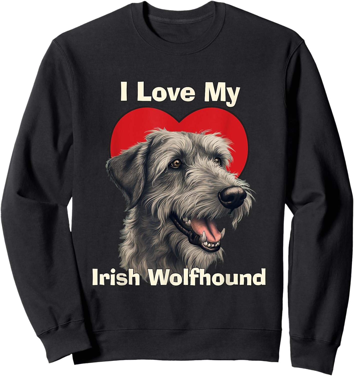 I Love My Irish Wolfhound Puppy Dog Men Women Kids Sweatshirt - Sweatshirt | Black