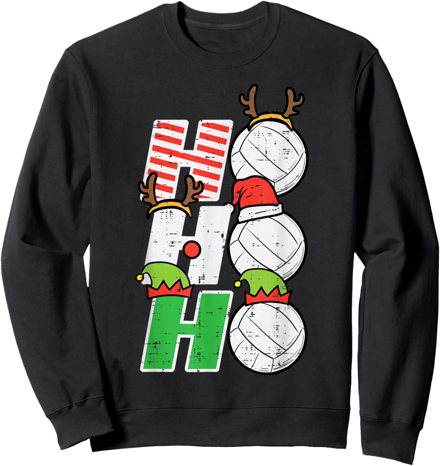 Christmas Volleyball Ho Ho Ho Xmas Sports Men Women Kids Sweatshirt - Sweatshirt | Black