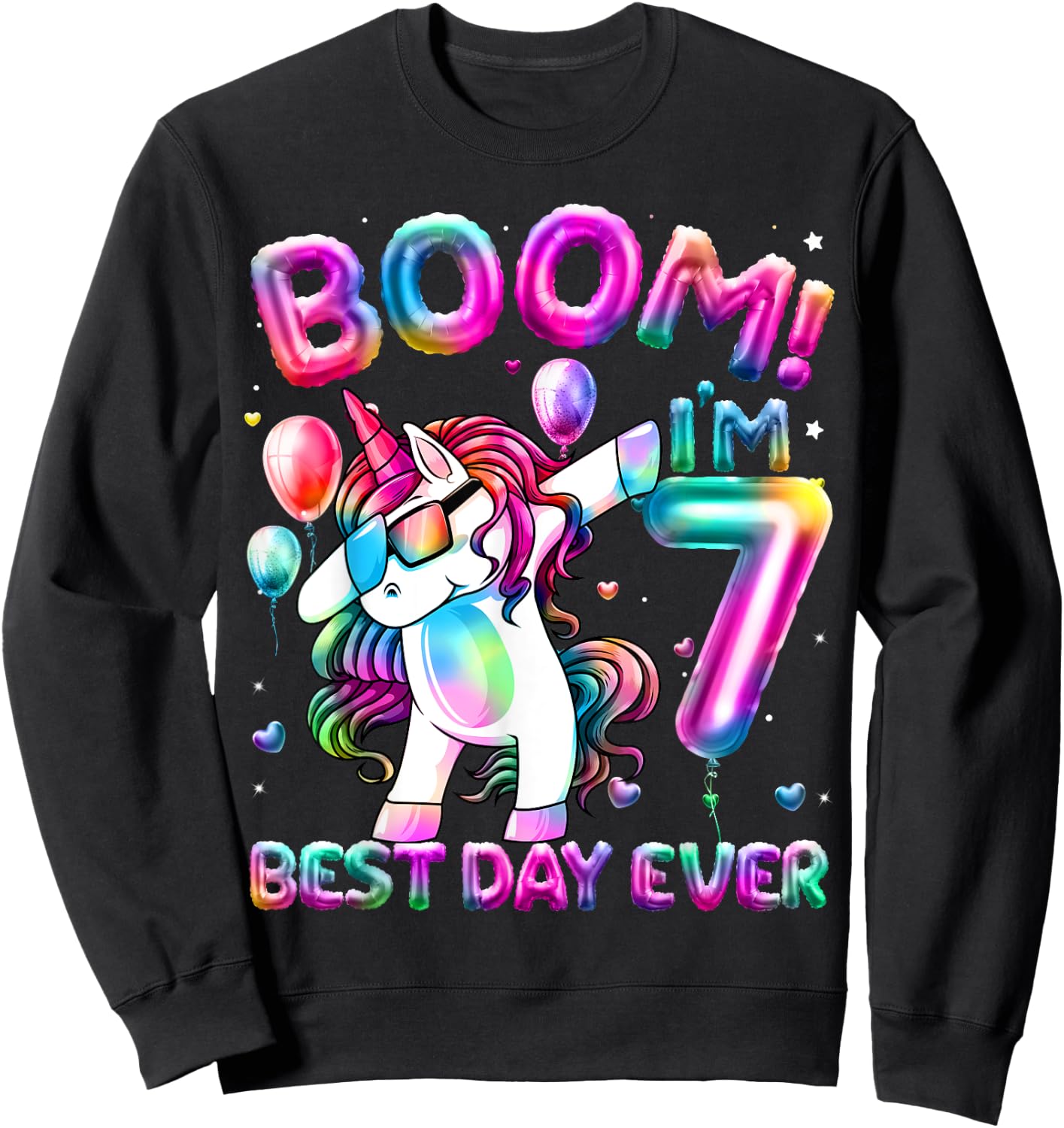 7 Years Old Dabbing Unicorn Gifts 7th Birthday Girl Party Sweatshirt - Sweatshirt | Black