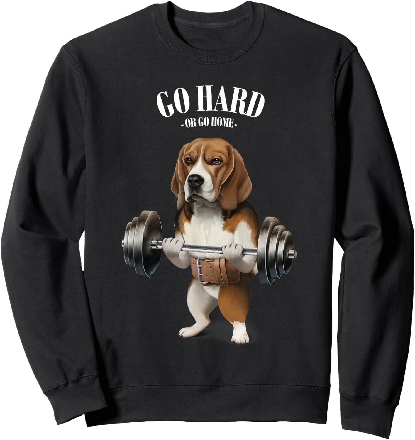 Beagle Dog Weightlifting in Fitness Gym Sweatshirt - Sweatshirt | Black