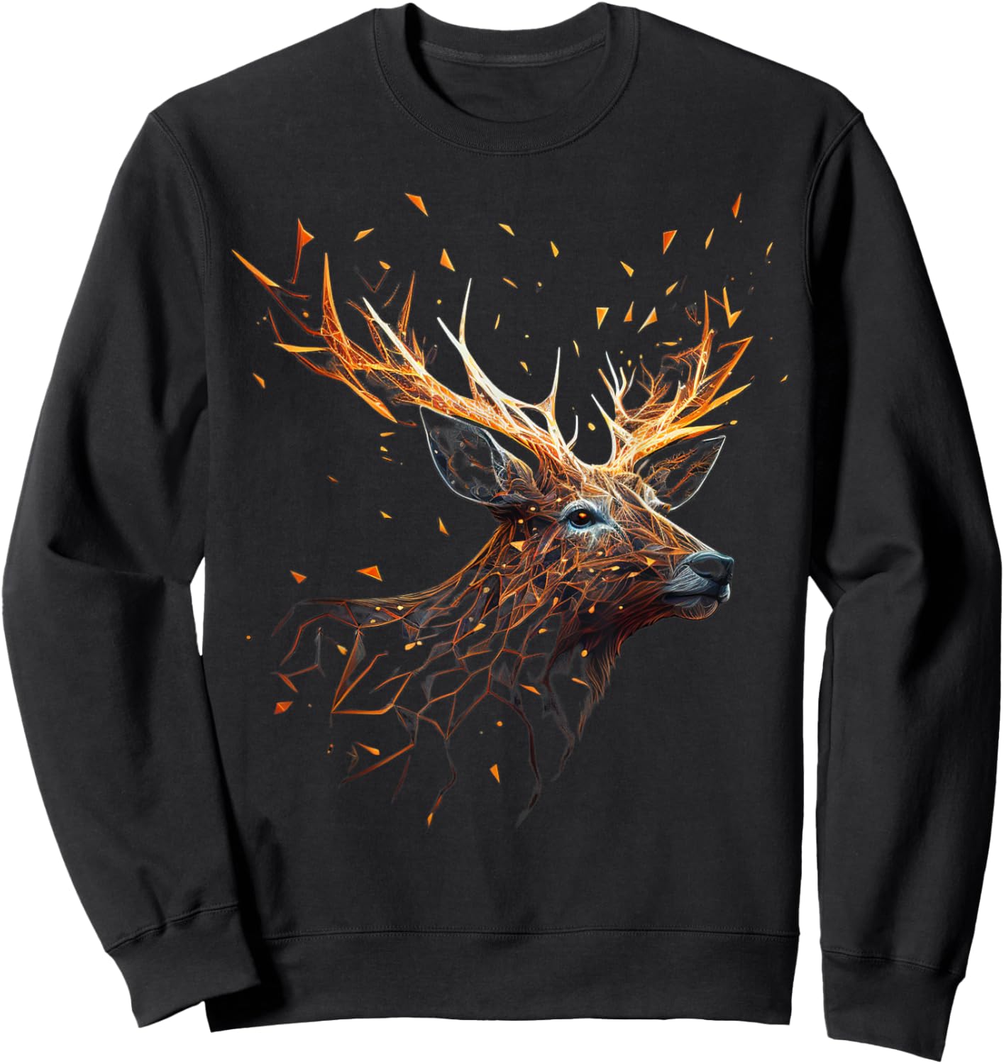 Deer Animal Motif Elk Forest Animal Print Deer Sweatshirt - Sweatshirt | Black