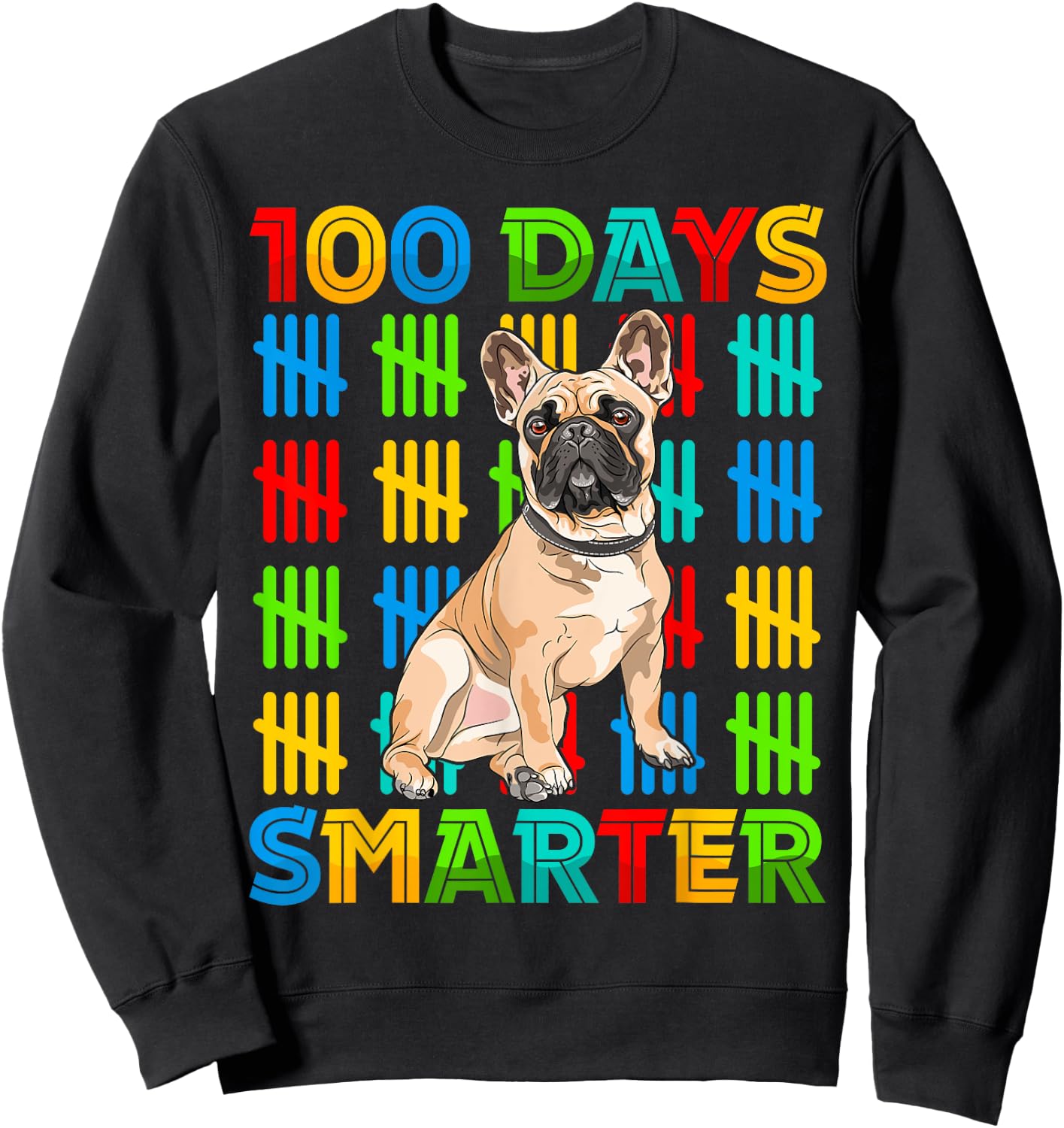 100 Days Smarter Frenchie Dog Lovers 100 Days Of School Kids Sweatshirt - Sweatshirt | Black