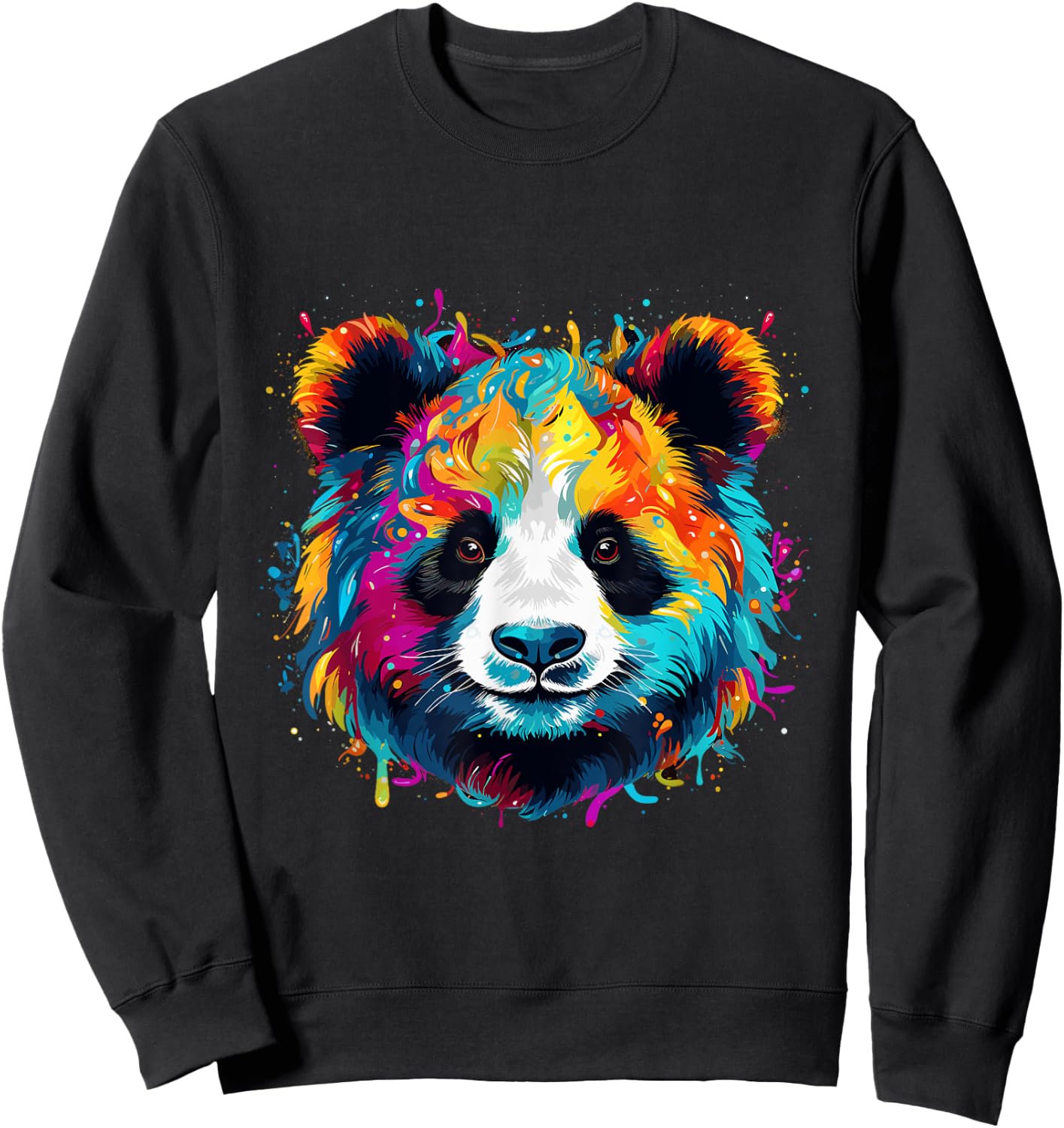 Rainbow Panda Head Brilliant Unleashed Cute Panda Sweatshirt - Sweatshirt | Black