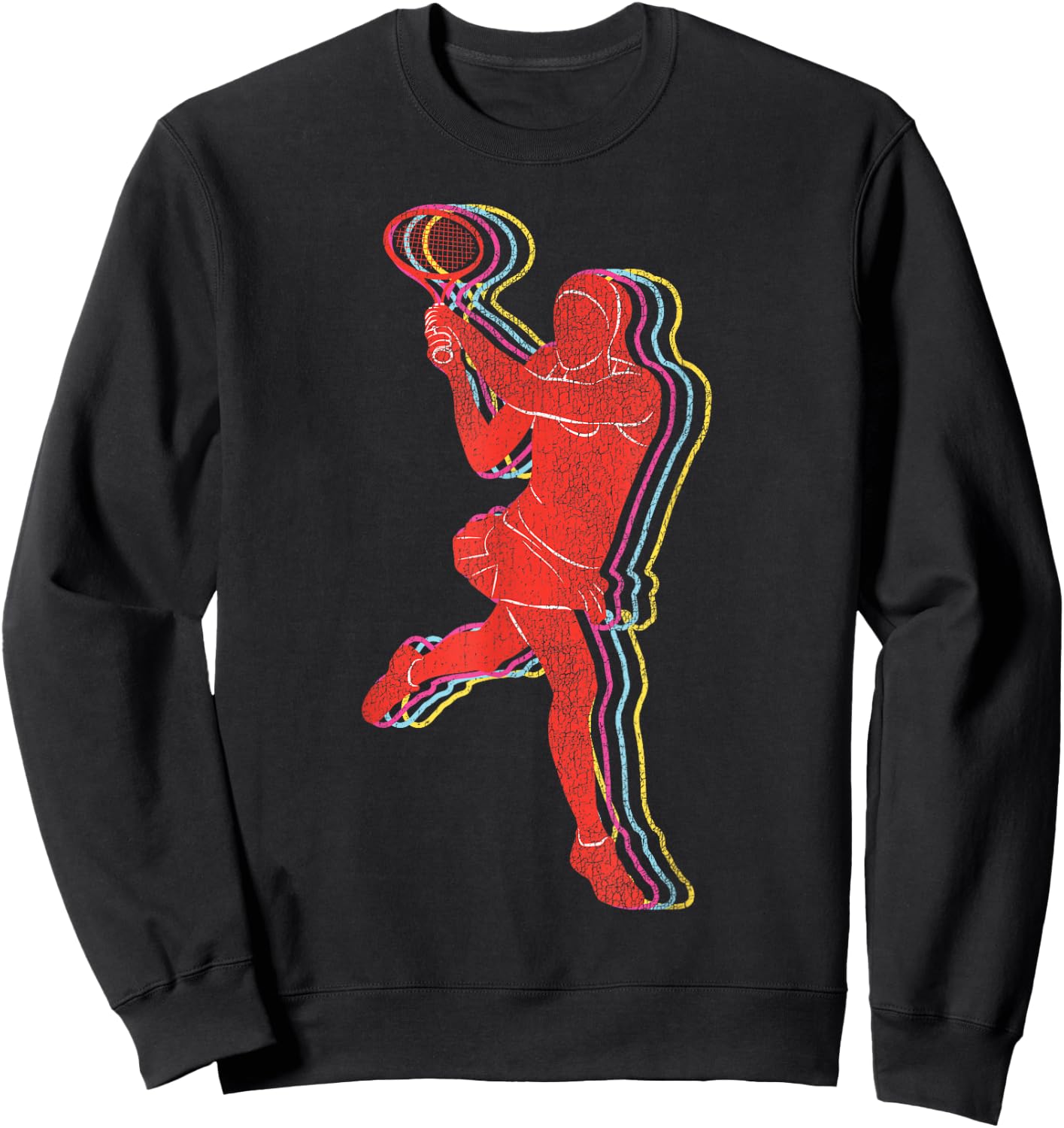Funny Tennis Player Racket Retro Vintage Sweatshirt - Sweatshirt | Black