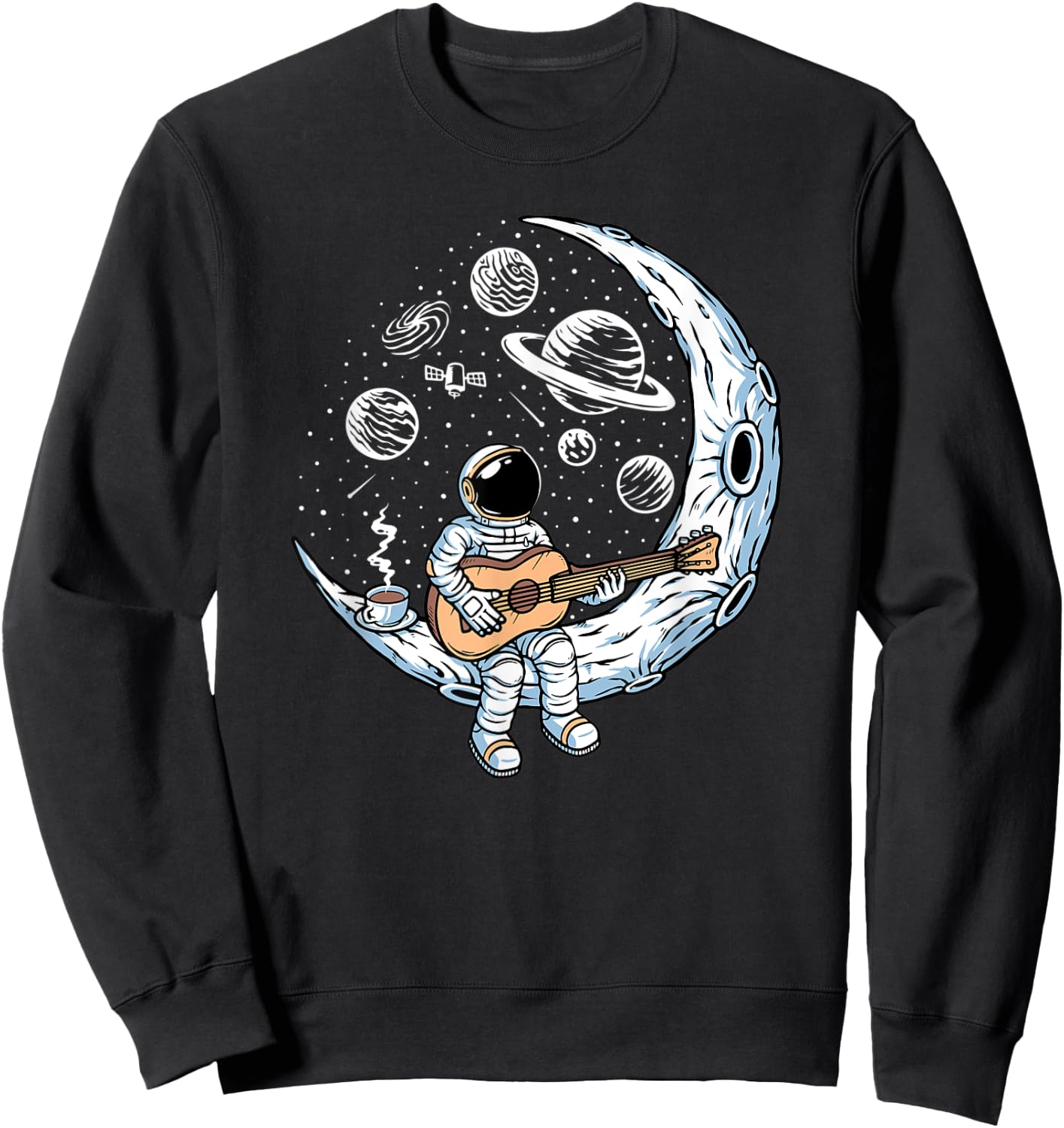 Astronaut playing guitar on the moon Spaceman allspace Sweatshirt - Sweatshirt | Black