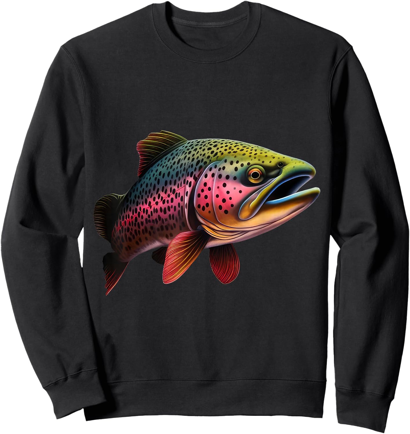 Rainbow Trout Graphic - Bold Fishing Wildlife Design Sweatshirt - Sweatshirt | Black