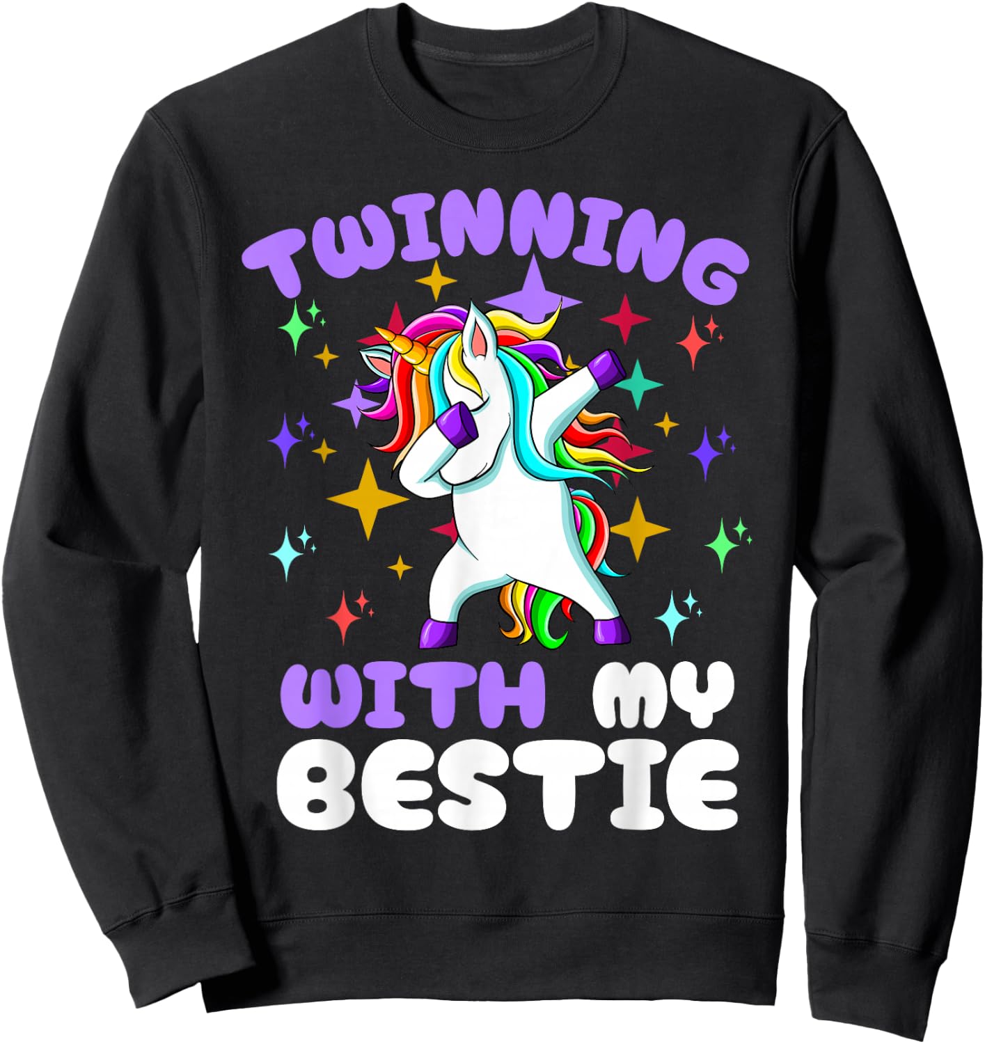 Twinning Unicorn Bestie Spirit Week Twin Day Best Friend Sweatshirt - Sweatshirt | Black