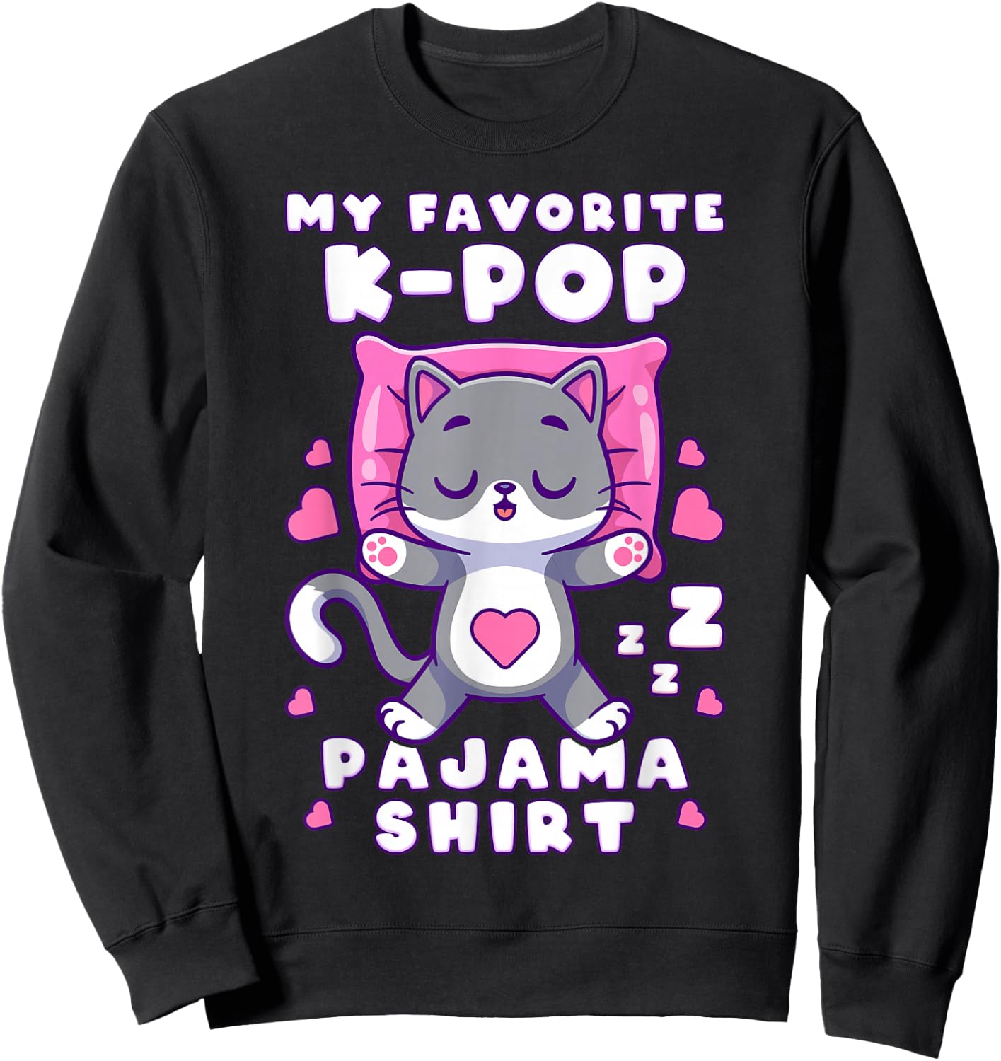 K-Pop Music Sleeping Cat K-Pop Pajamas Sweatshirt - Sweatshirt | Black