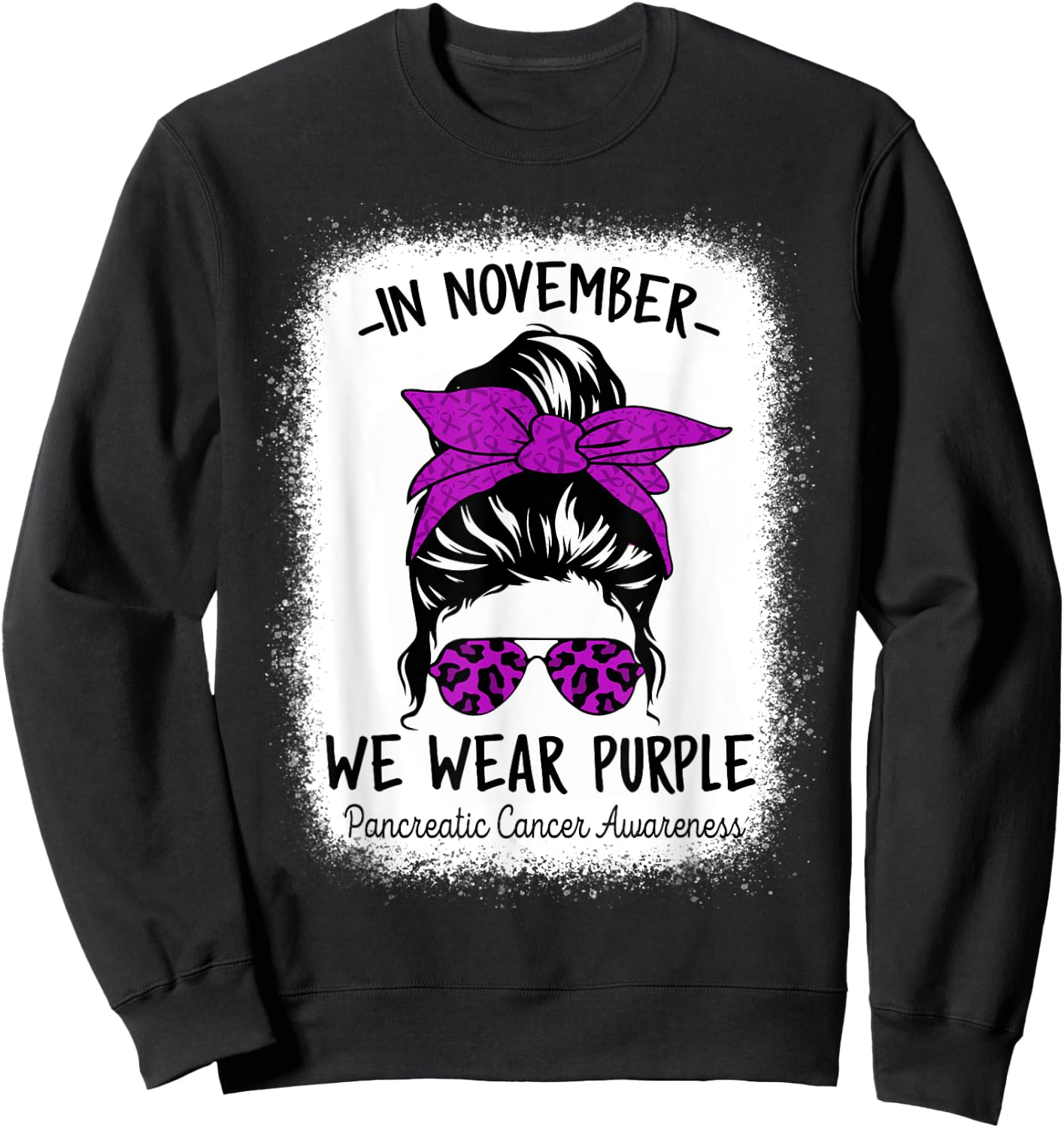 Women In November We Wear Purple Pancreatic Cancer Awareness Sweatshirt - Sweatshirt | Black