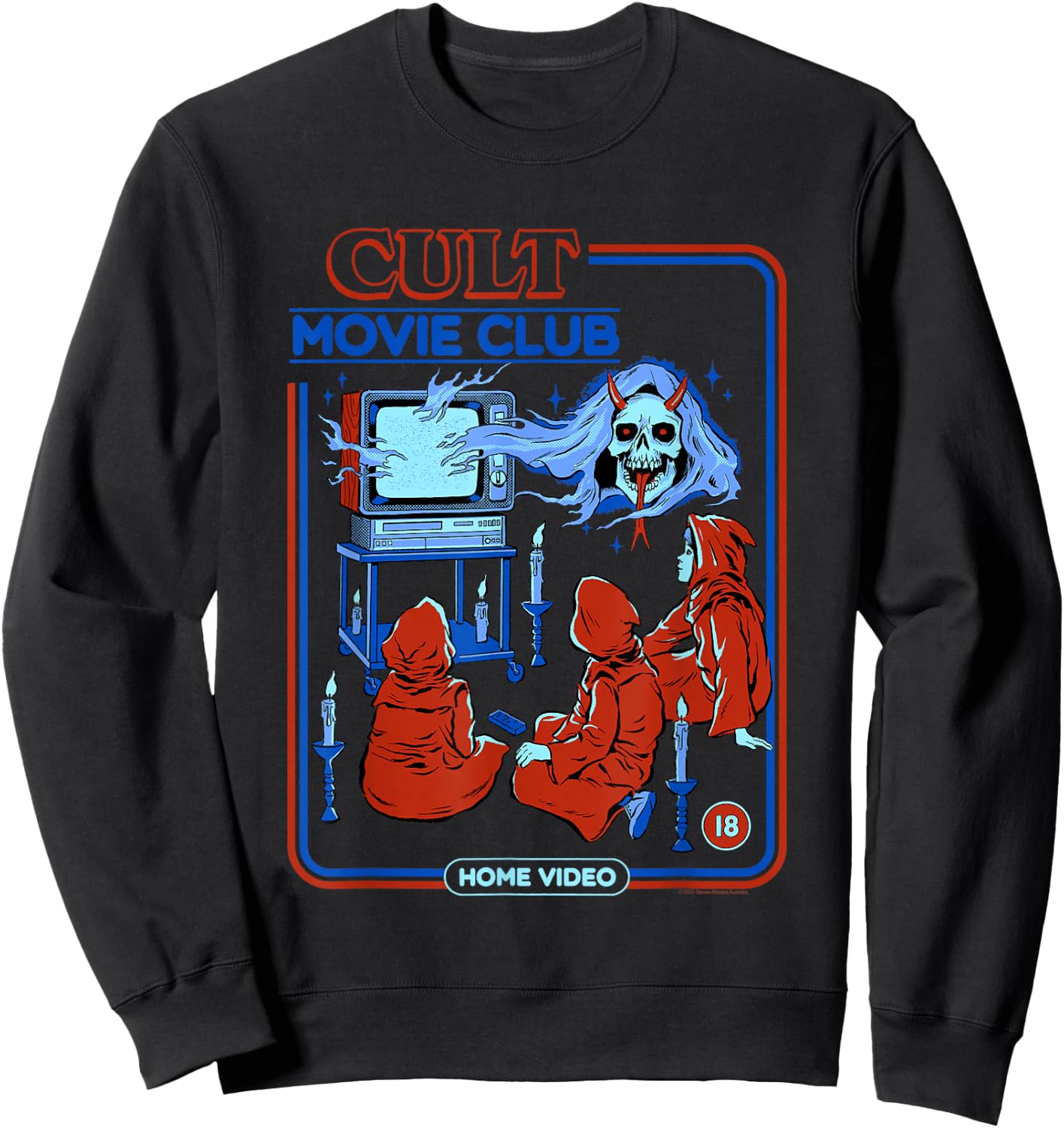 Steven Rhodes Cult Movie Club Home Video Retro Dark Humor Sweatshirt - Sweatshirt | Black
