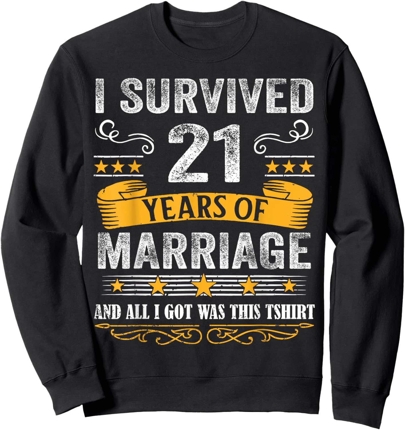 21st Wedding Anniversary shirt Couples Husband Wife 21 Years Sweatshirt - Sweatshirt | Black