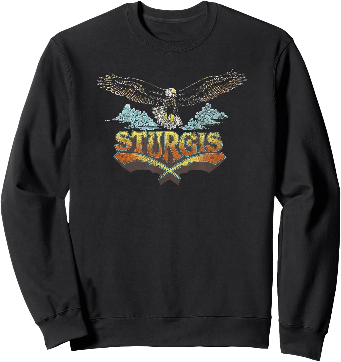 Trendy Sturgis Eagle Biker Centered Design Sweatshirt - Sweatshirt | Black