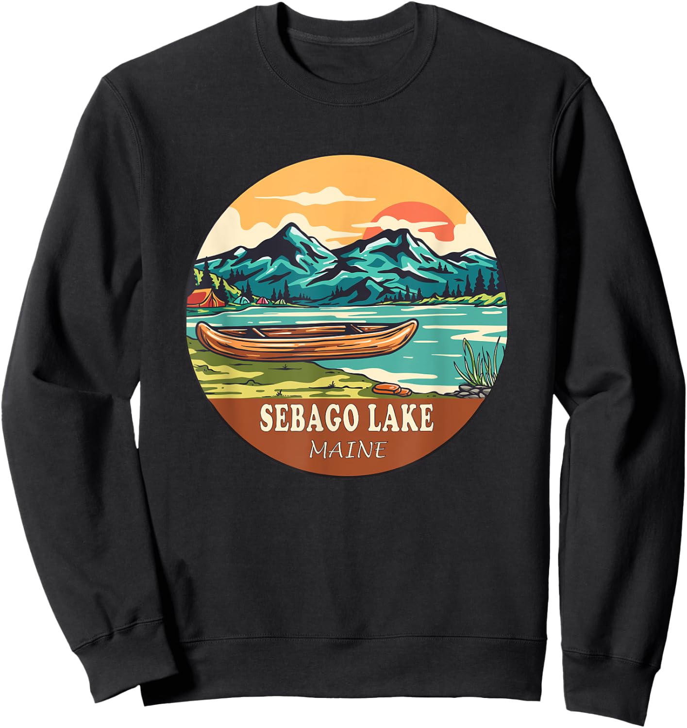 Sebago Lake Vintage Vacation Maine Sweatshirt - Sweatshirt | Black