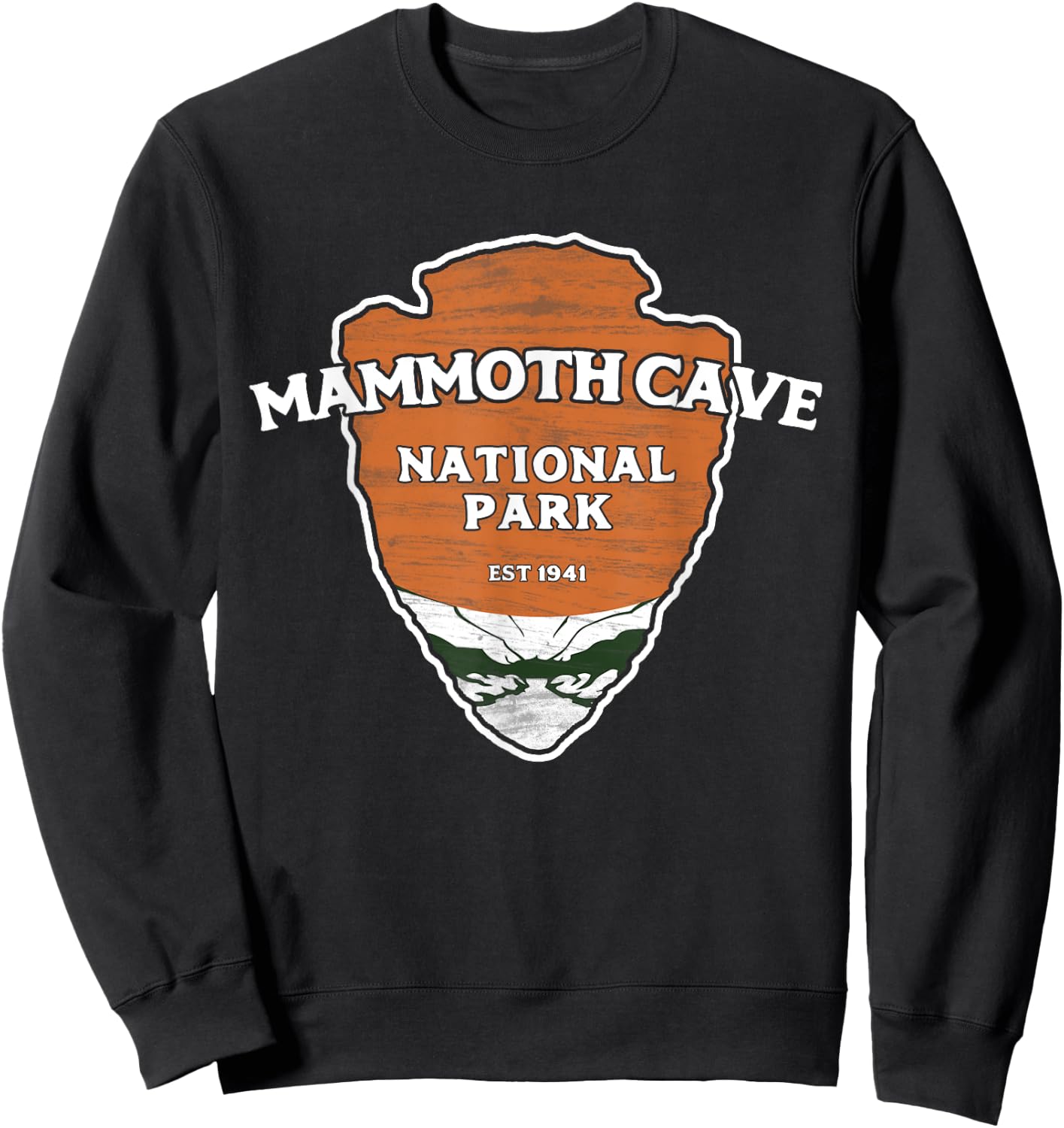 Mammoth Cave National Park Classic Style Arrowhead Sign Sweatshirt - Sweatshirt | Black
