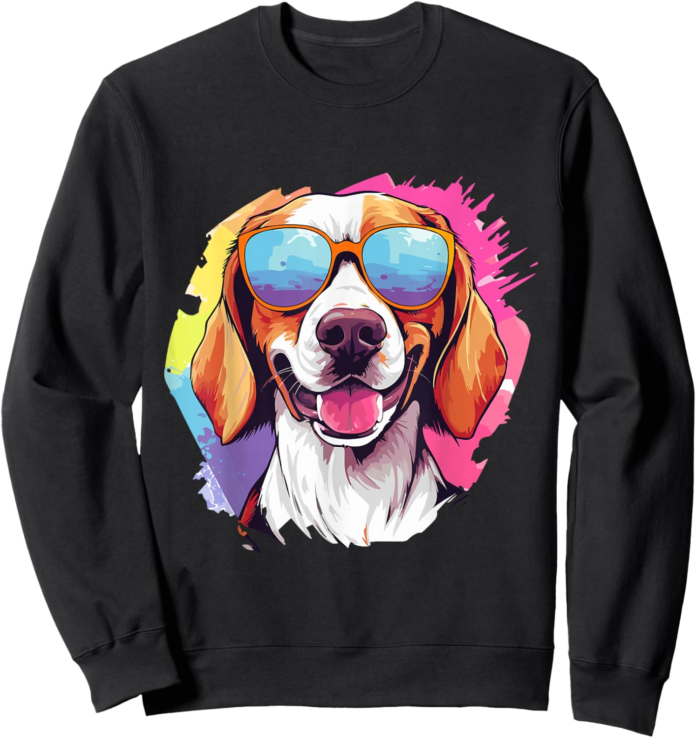 Colorful American Foxhound With Sunglasses Dog Lover Sweatshirt - Sweatshirt | Black