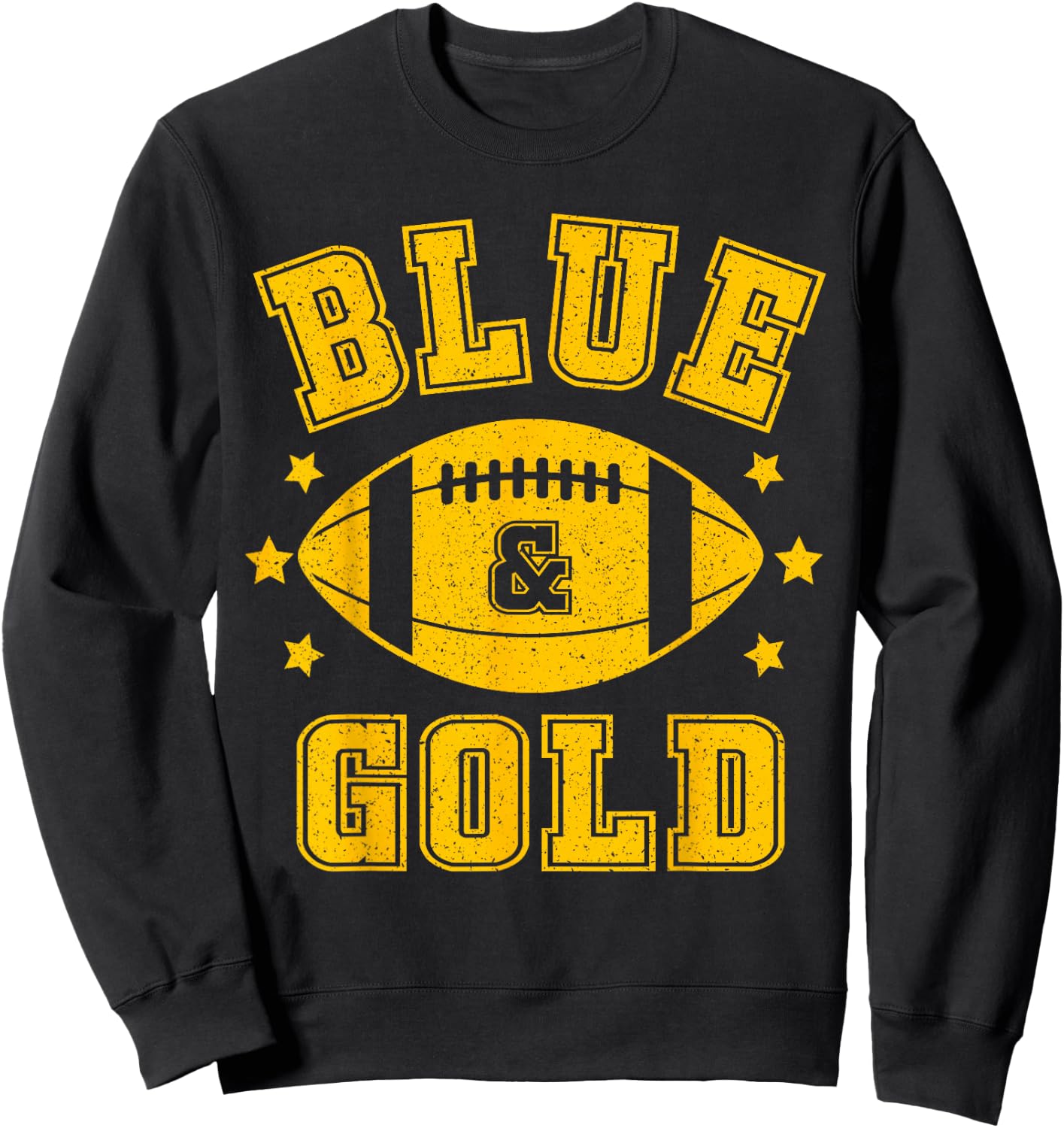 On Gameday Football We Wear Blue And Gold School Spirit Sweatshirt - Sweatshirt | Black