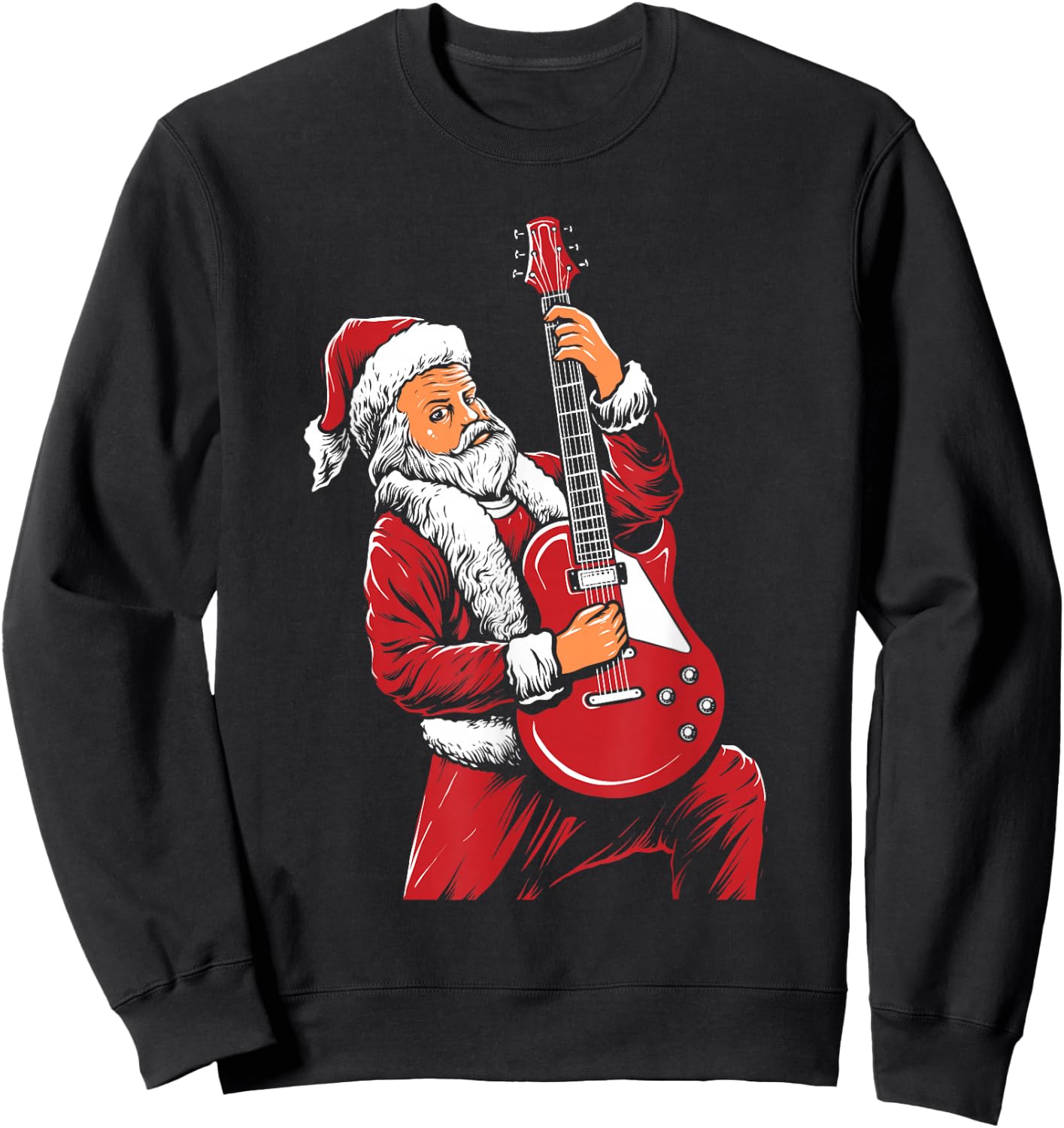 Santa Playing Guitar Christmas Pajama Musician Guitarist Sweatshirt - Sweatshirt | Black