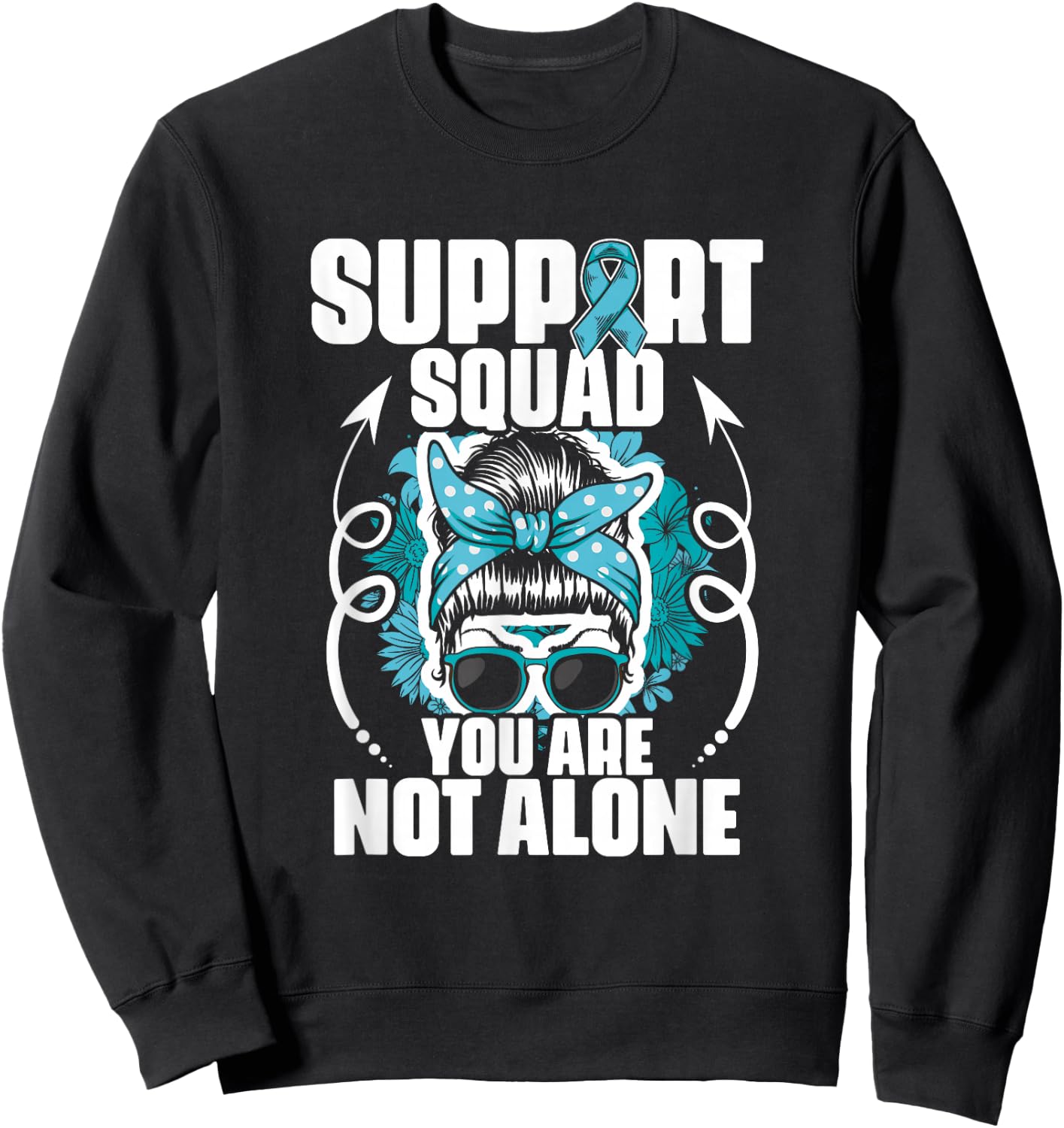Cervical Support Squad - Ovarian Cancer Teal Cervical Cancer Sweatshirt - Sweatshirt | Black