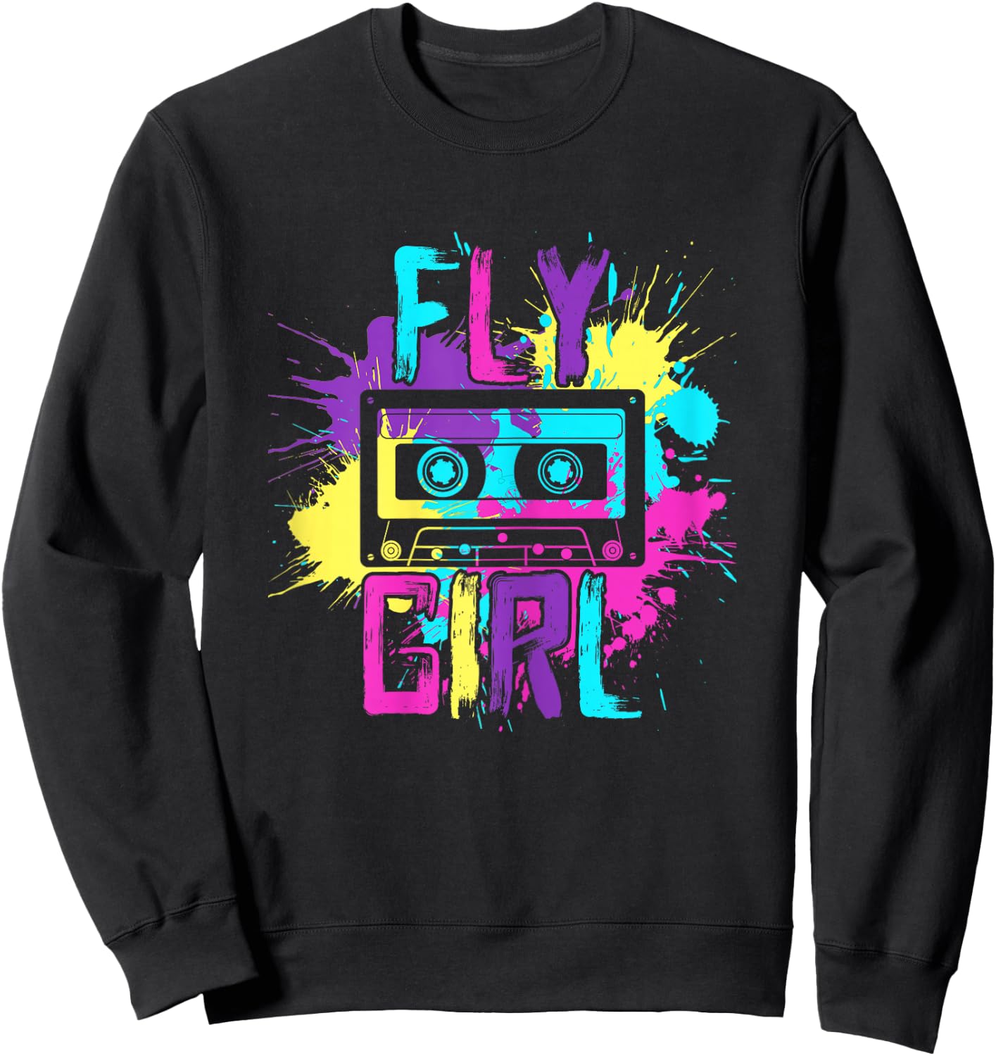 Fly Girl Hip Hop 80s 90s cassette B-girl Sweatshirt - Sweatshirt | Black